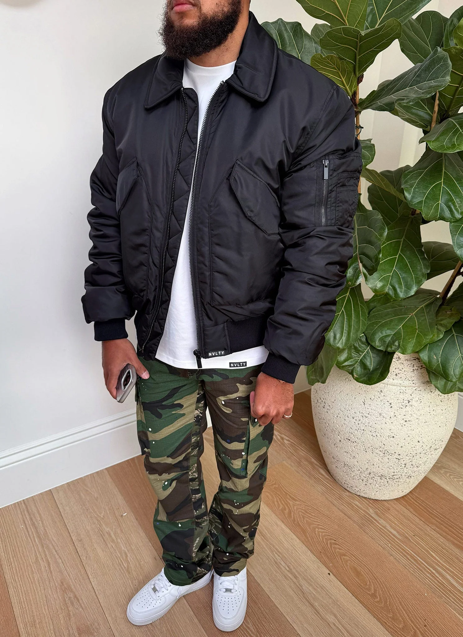 Aviator Flight Jacket - Black - Image 4