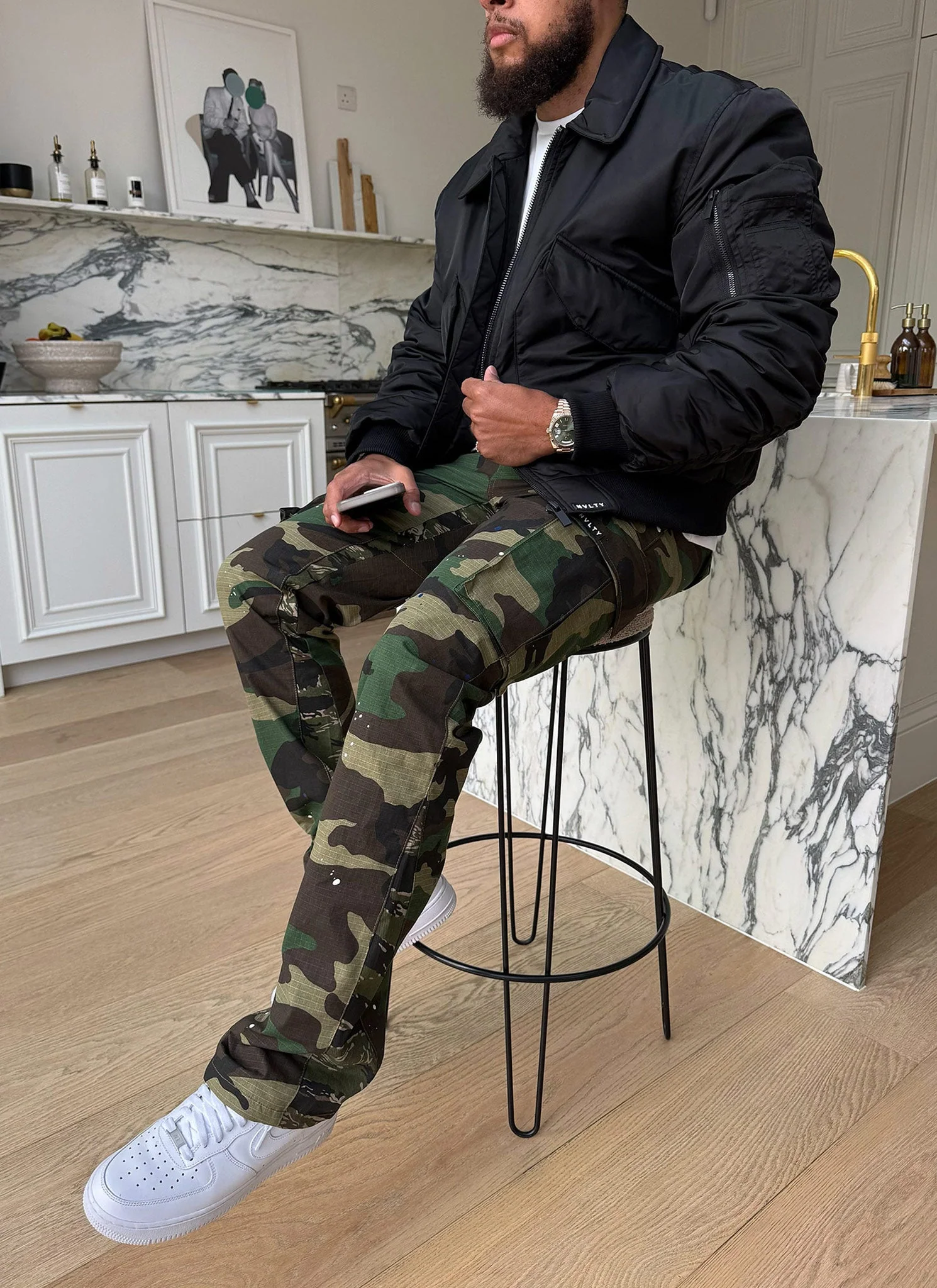 Aviator Flight Jacket - Black - Image 7