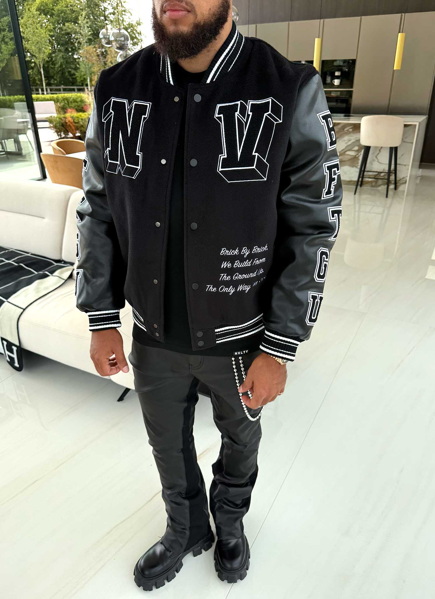 Built From The Ground Up Varsity Jacket - Black - Image 12