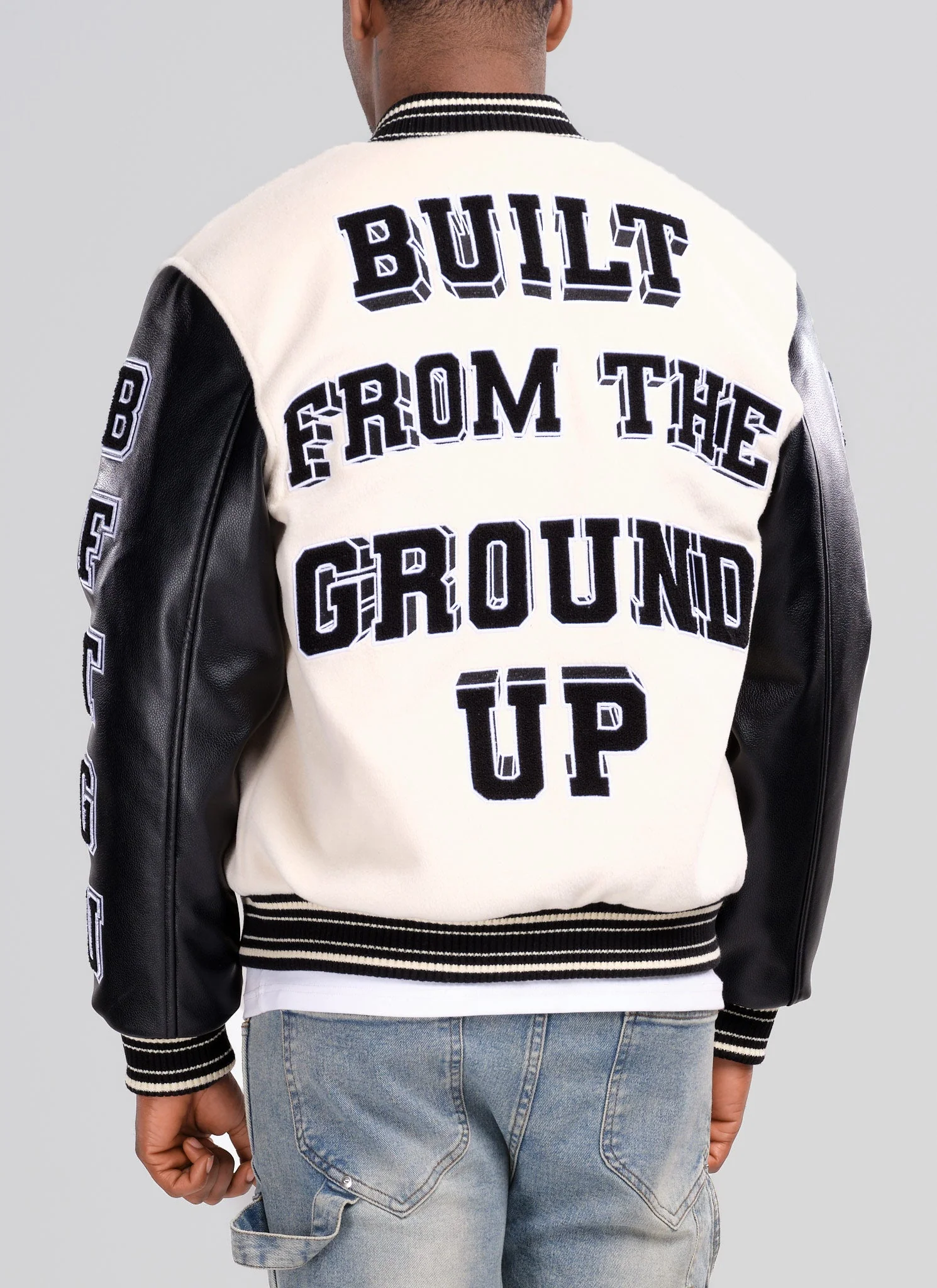 Built From The Ground Up Varsity Jacket - Ivory - Image 3