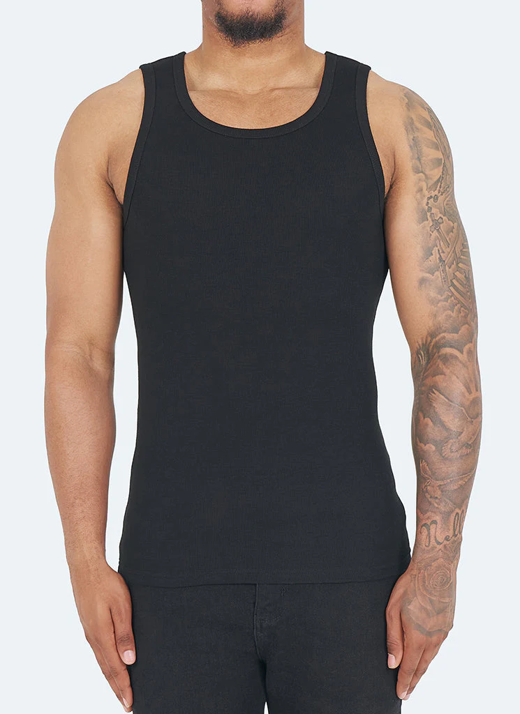 Essential Heavy Ribbed Vest - Black
