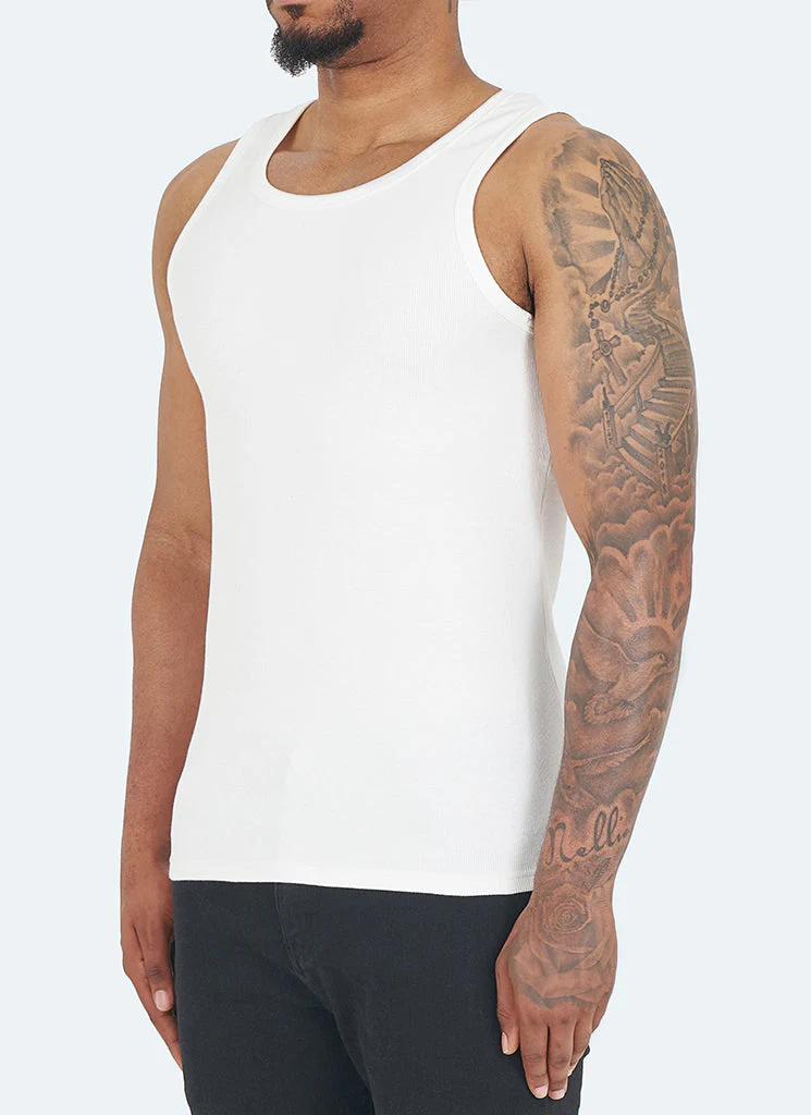 Essential Heavy Ribbed Vest - White - Image 2