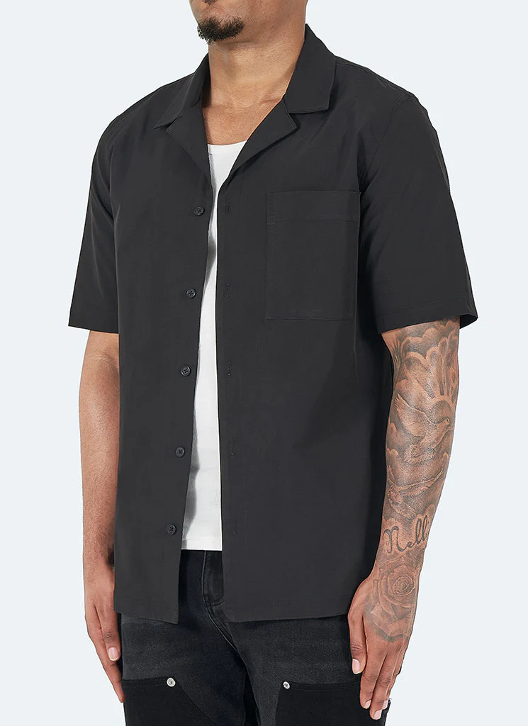 Essential Open Collar Shirt - Black - Image 2
