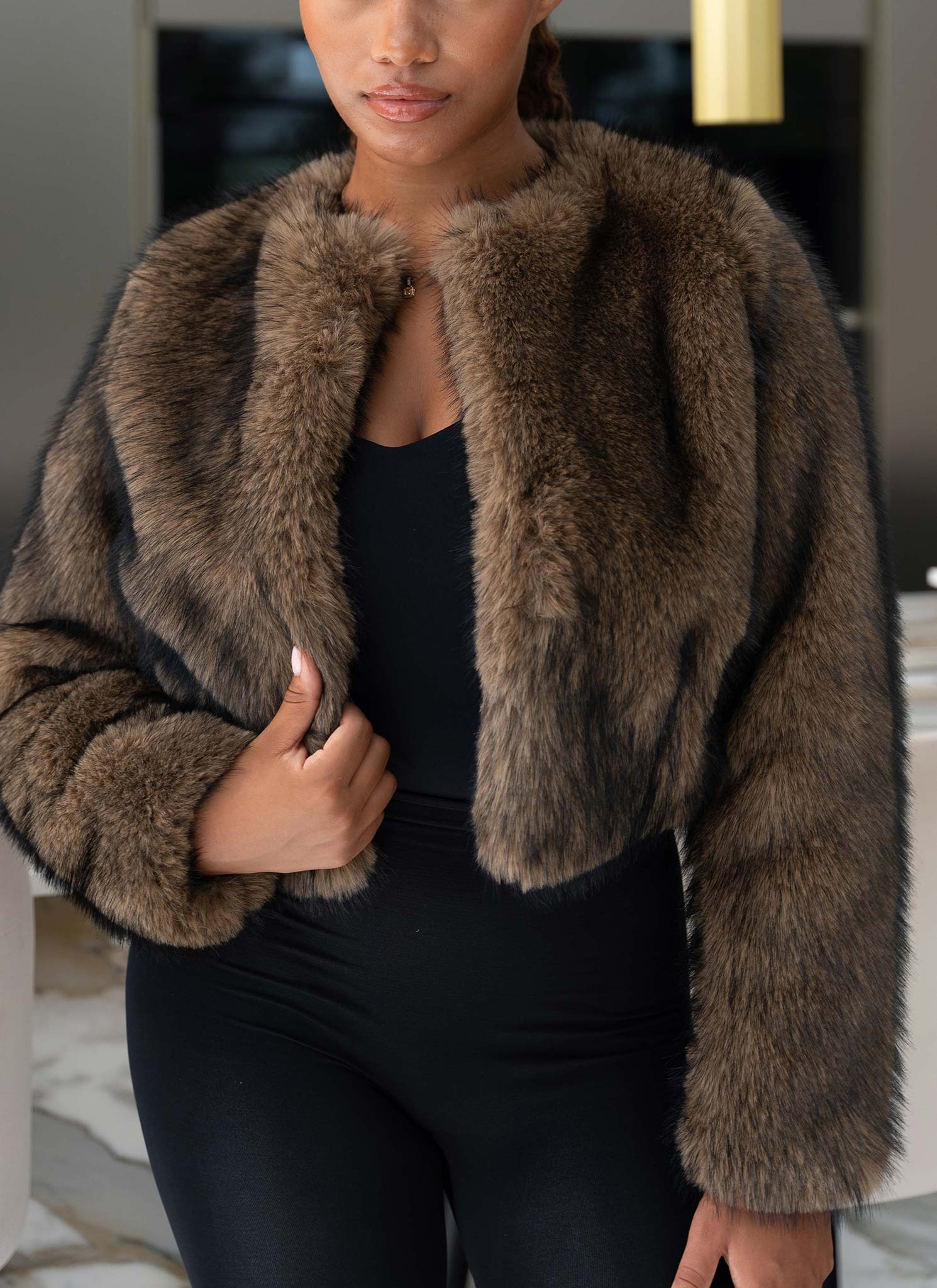 Fur Jacket - Brown - Image 10