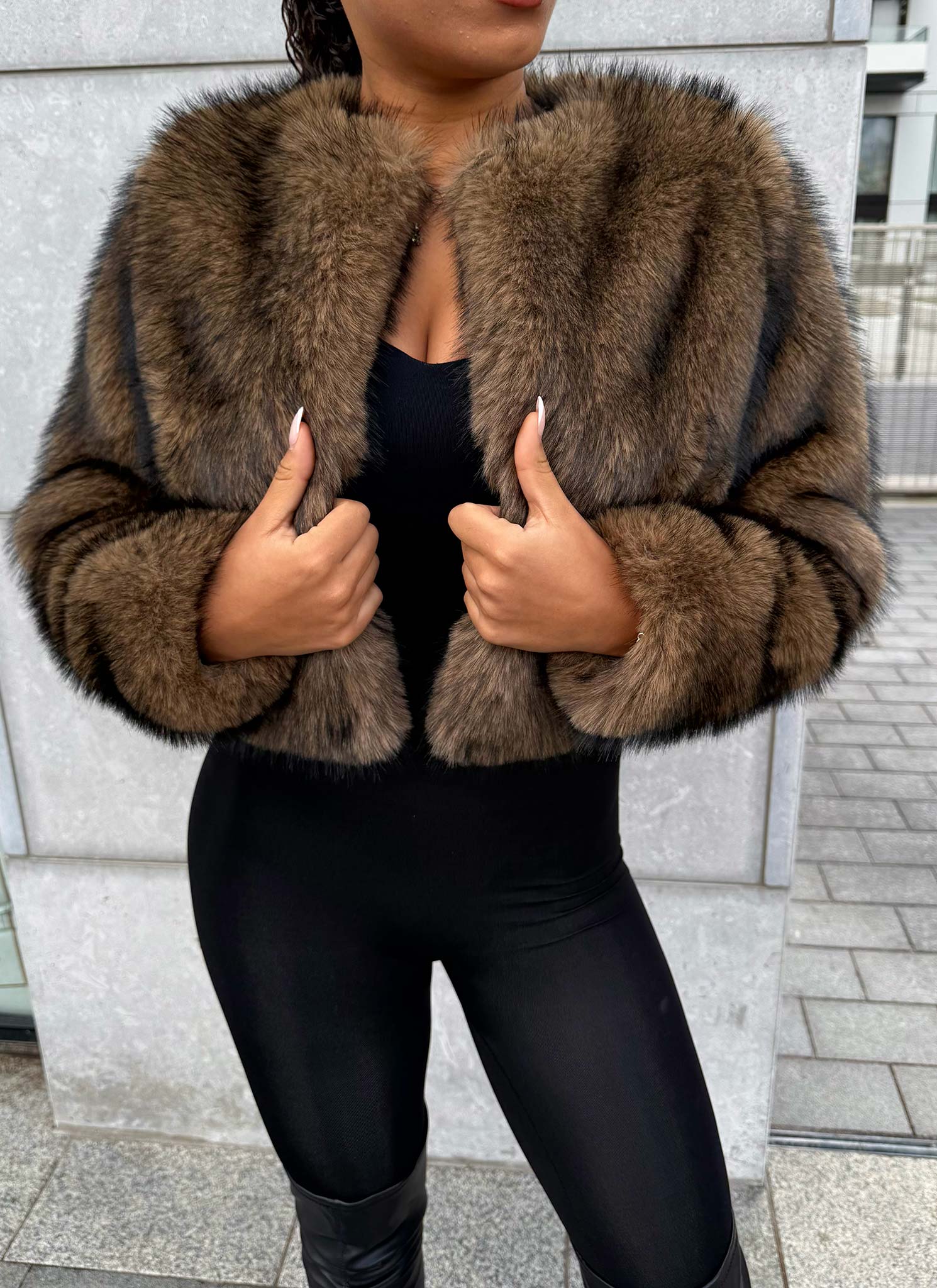 Fur Jacket - Brown - Image 8