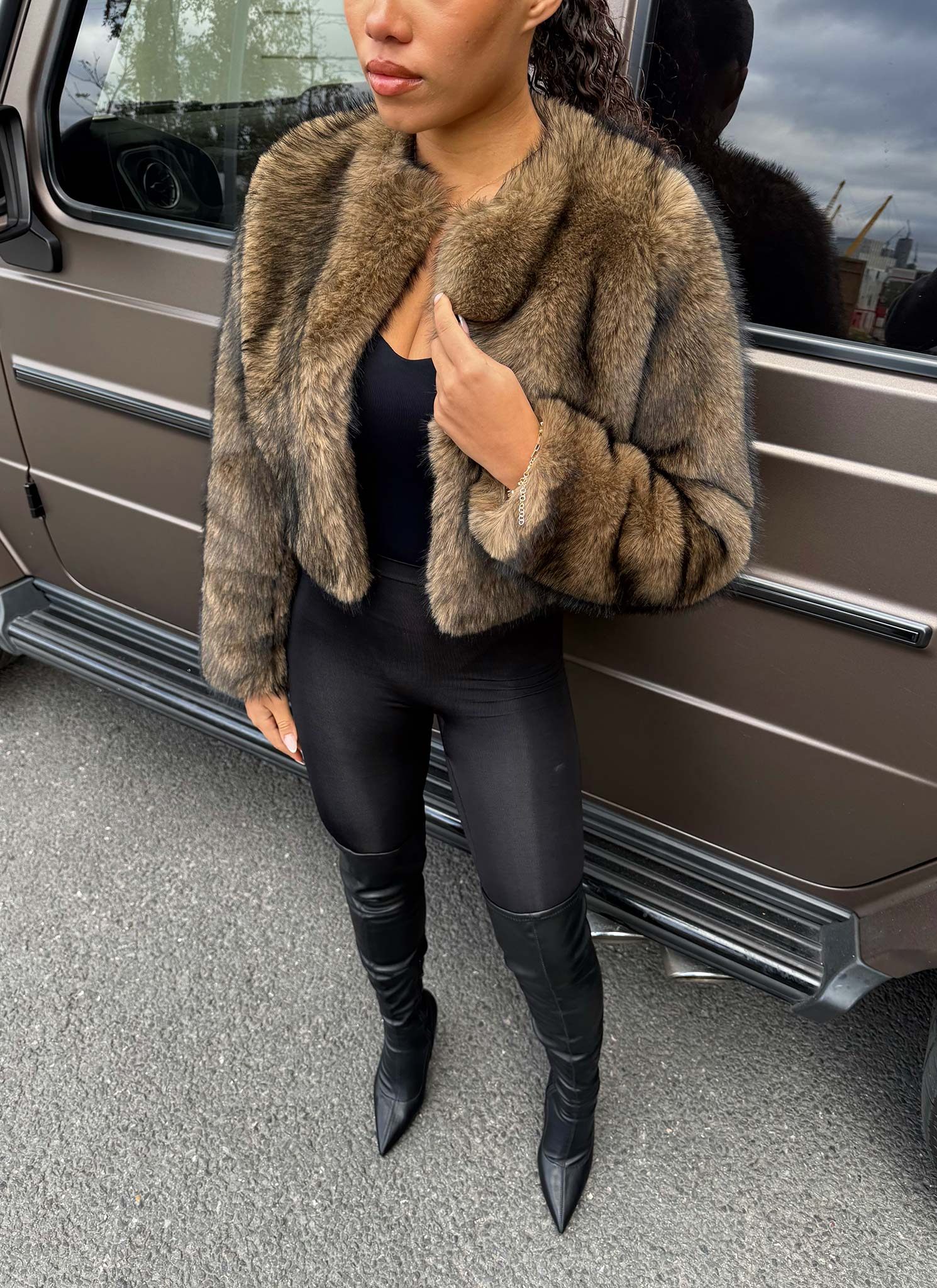 Fur Jacket - Brown - Image 9