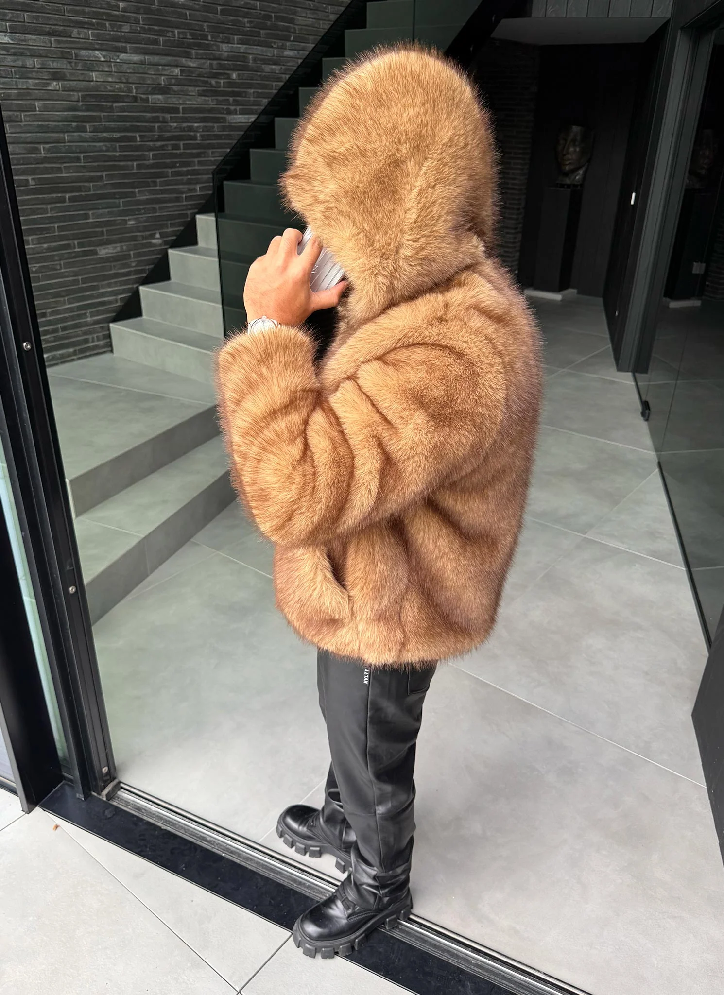 Fur Jacket - Brown - Image 17