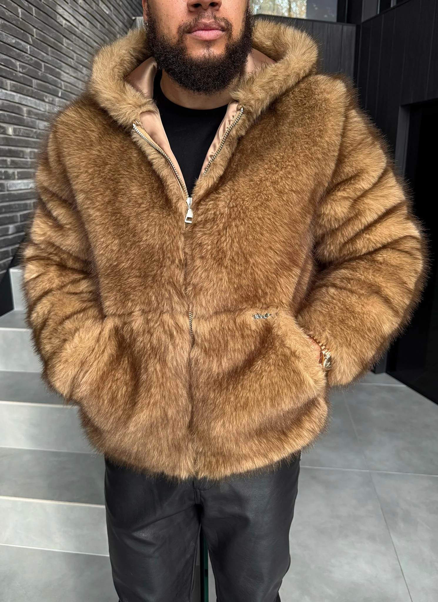 Fur Jacket - Brown - Image 9