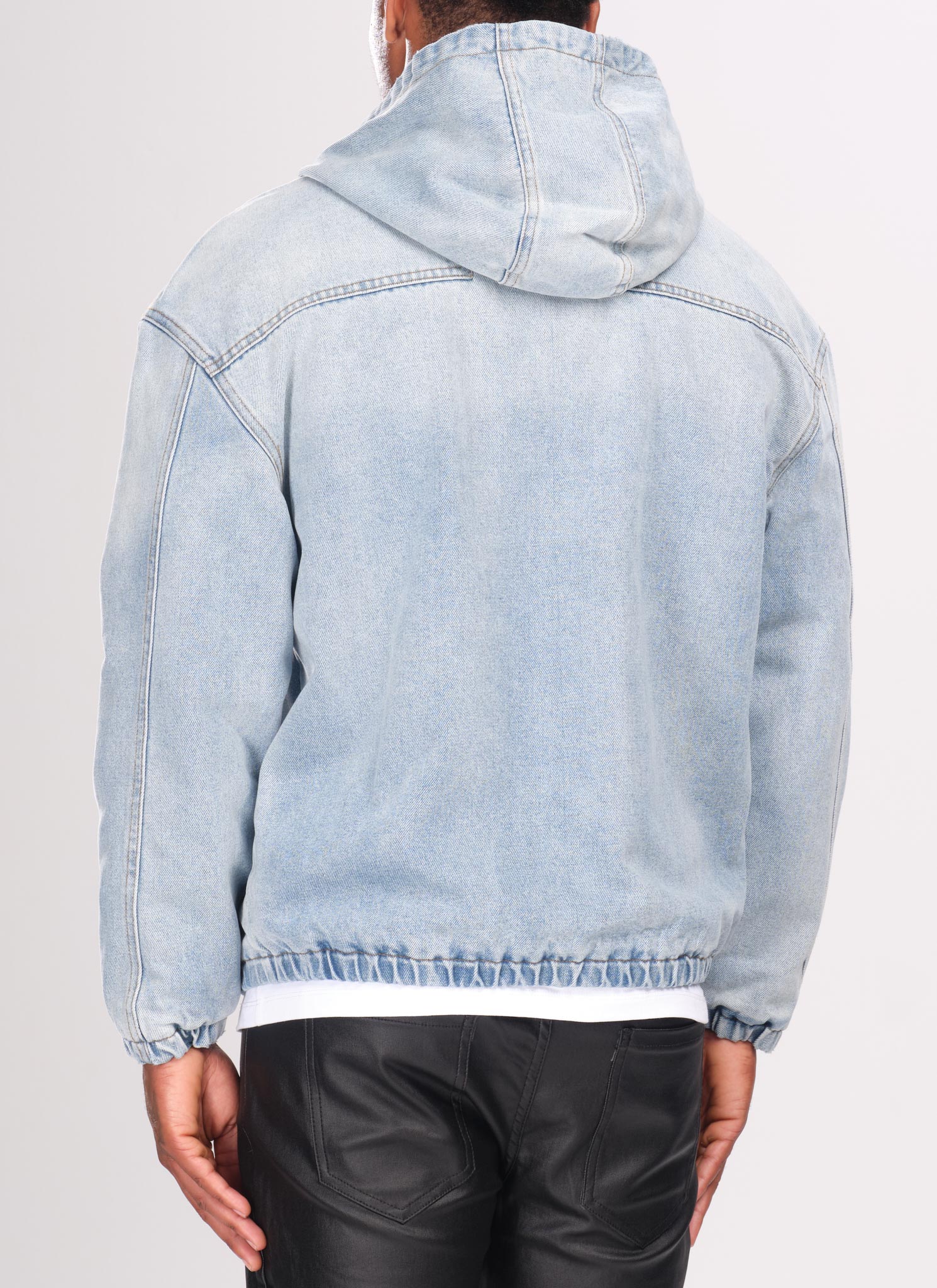 Heavyweight Denim Zip Hoodie - Blue - Image 4