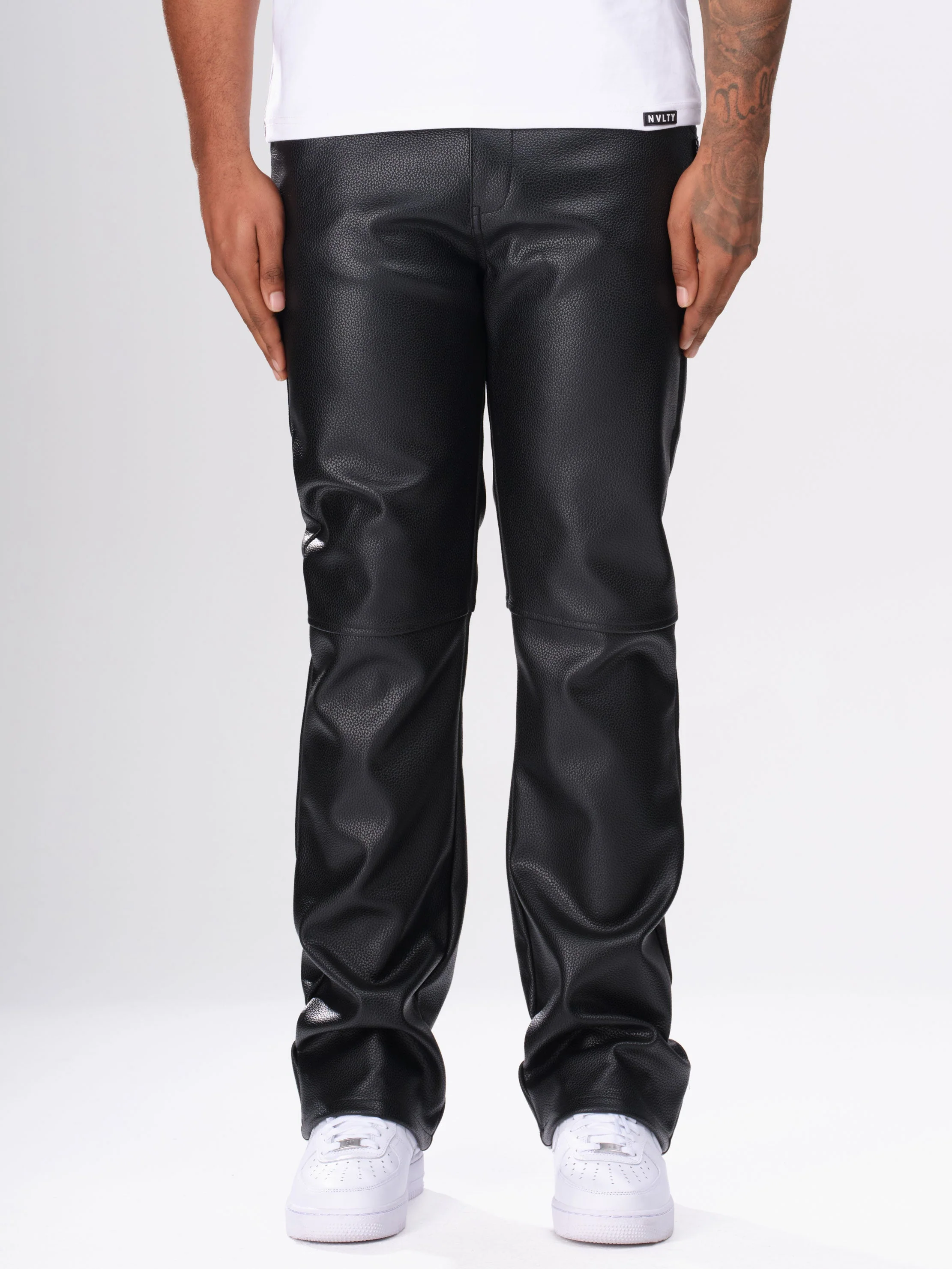 Heavyweight Grained Leather Pants - Black
