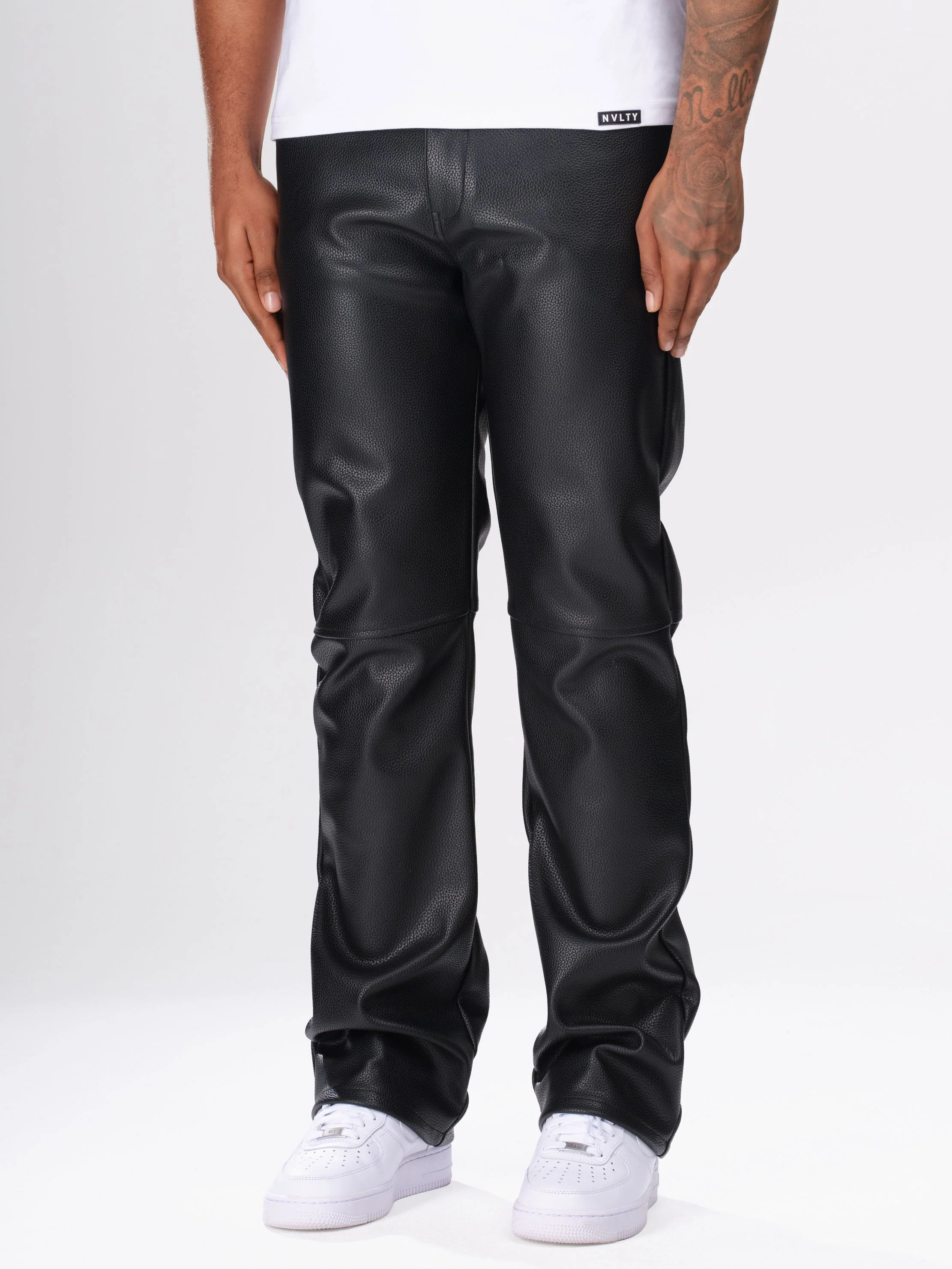 Heavyweight Grained Leather Pants - Black - Image 4