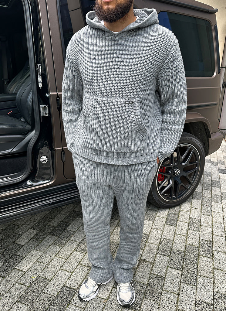 Heavyweight Knitted Joggers - Grey - Image 13