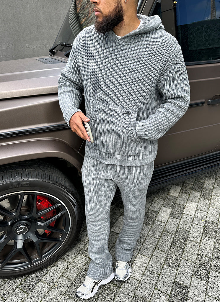 Heavyweight Knitted Joggers - Grey - Image 7