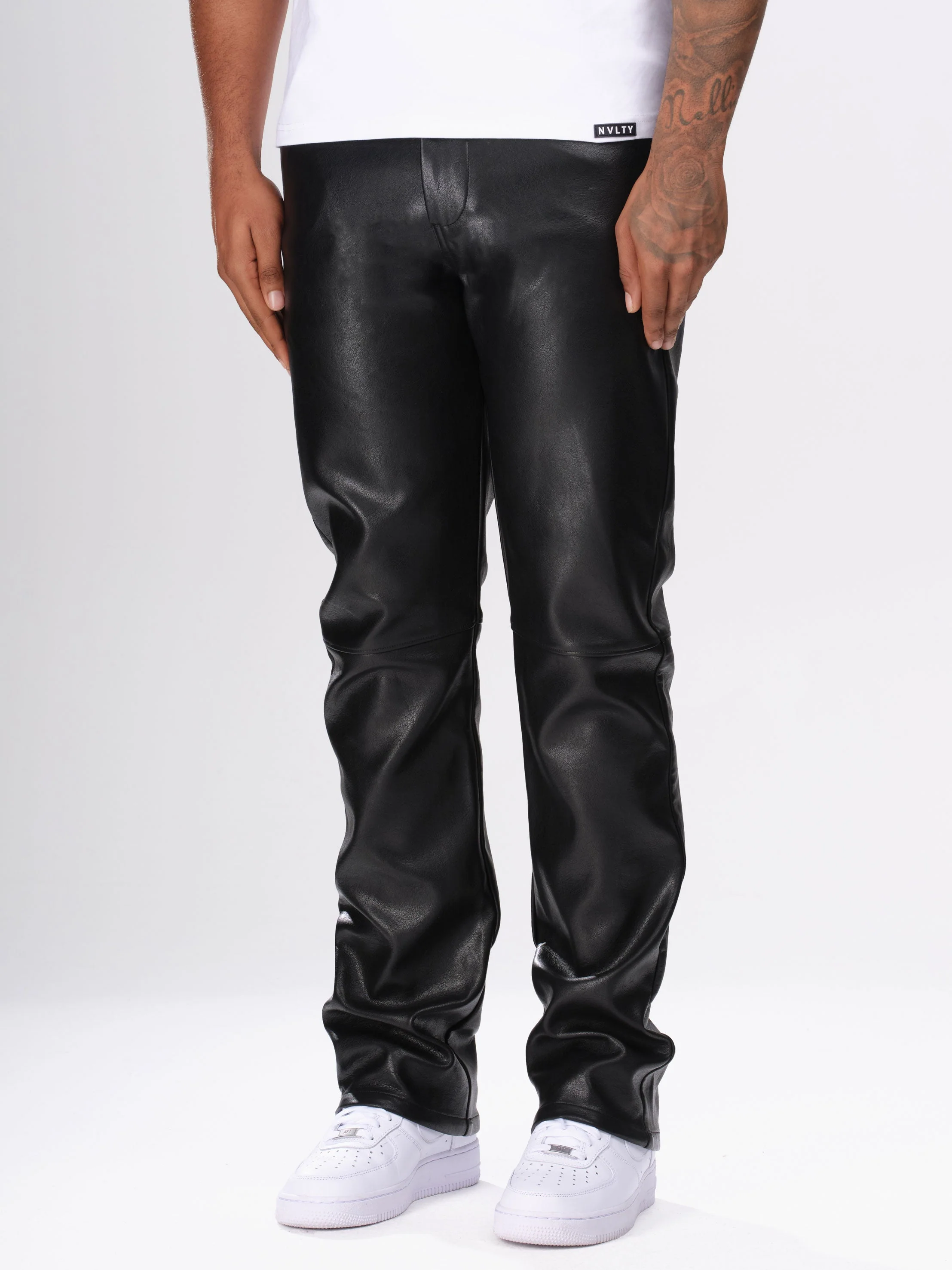 Heavyweight Leather Pants - Black - Image 5