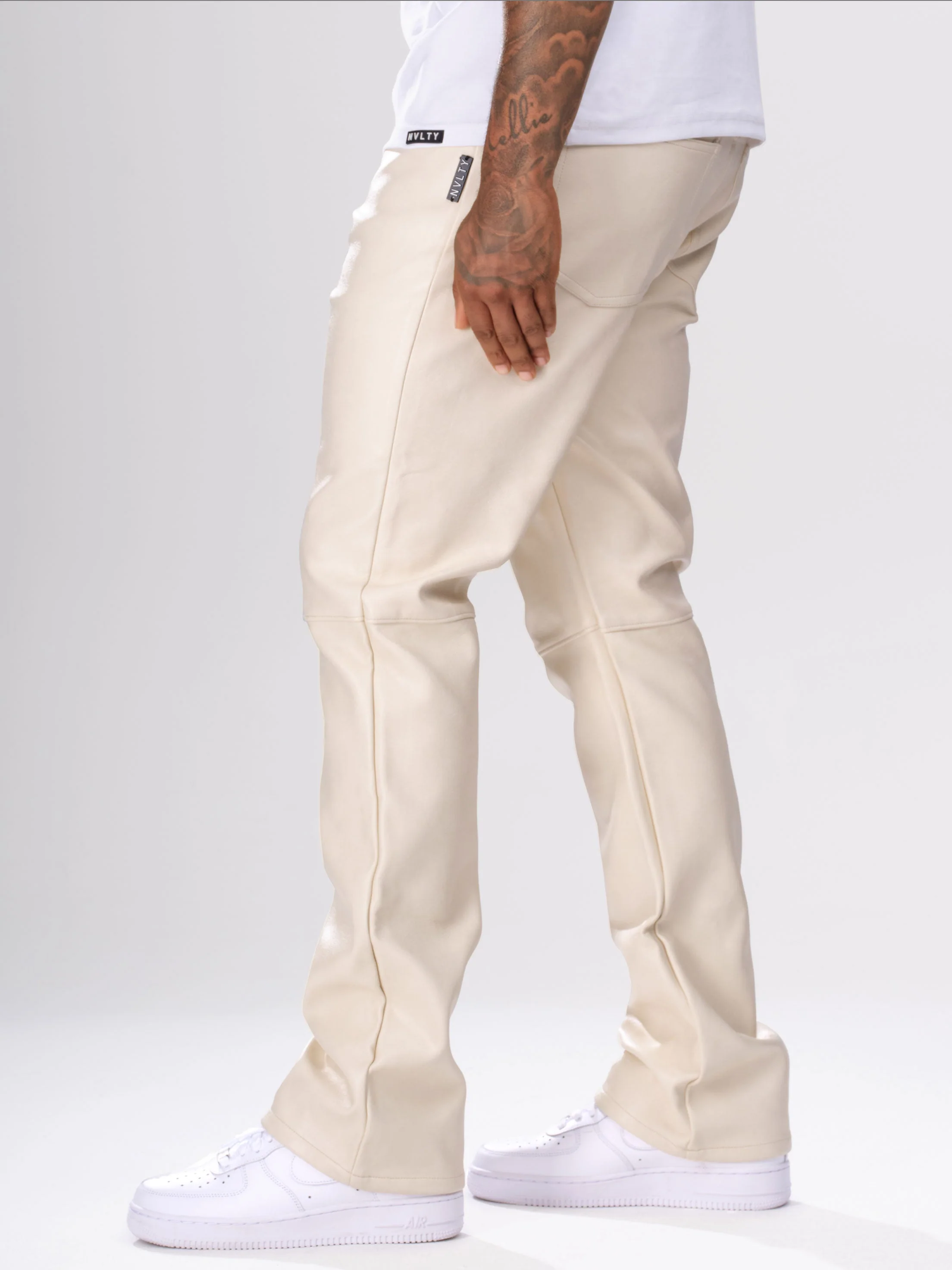 Heavyweight Leather Pants - Ivory - Image 2