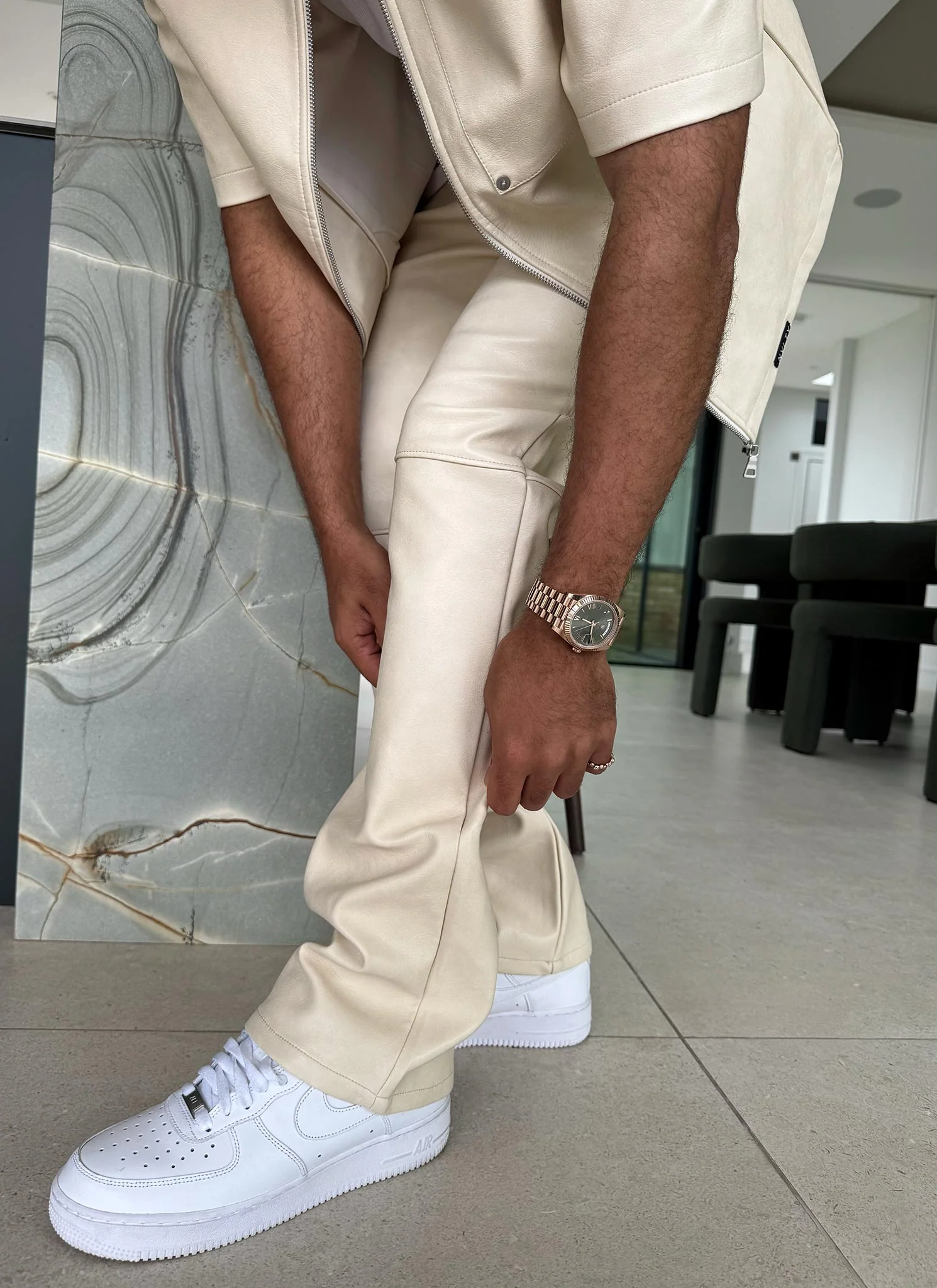Heavyweight Leather Pants - Ivory - Image 6