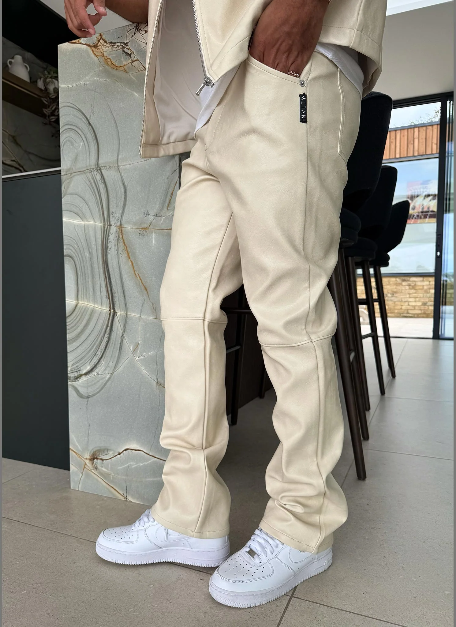 Heavyweight Leather Pants - Ivory - Image 9