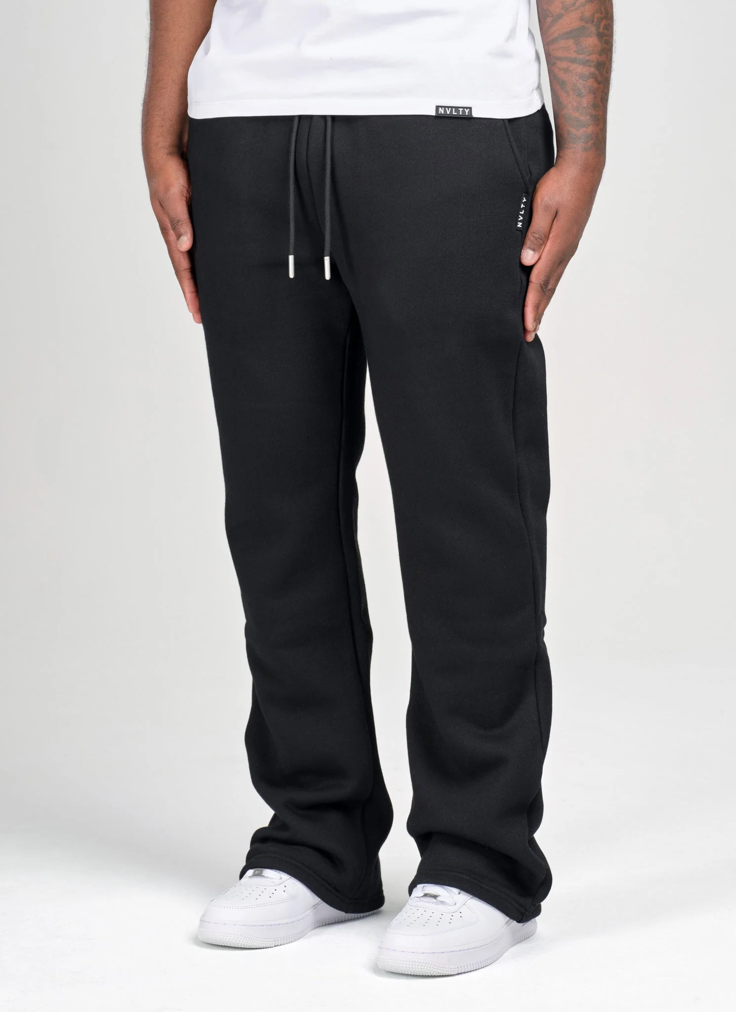 Heavyweight Luxe Flare Joggers - Black - Image 2