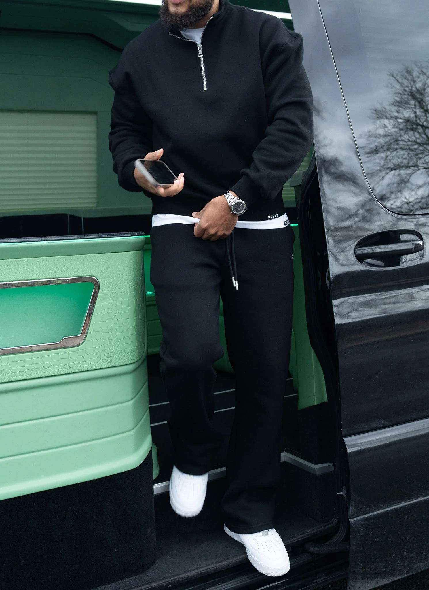 Heavyweight Luxe Flare Joggers - Black - Image 3