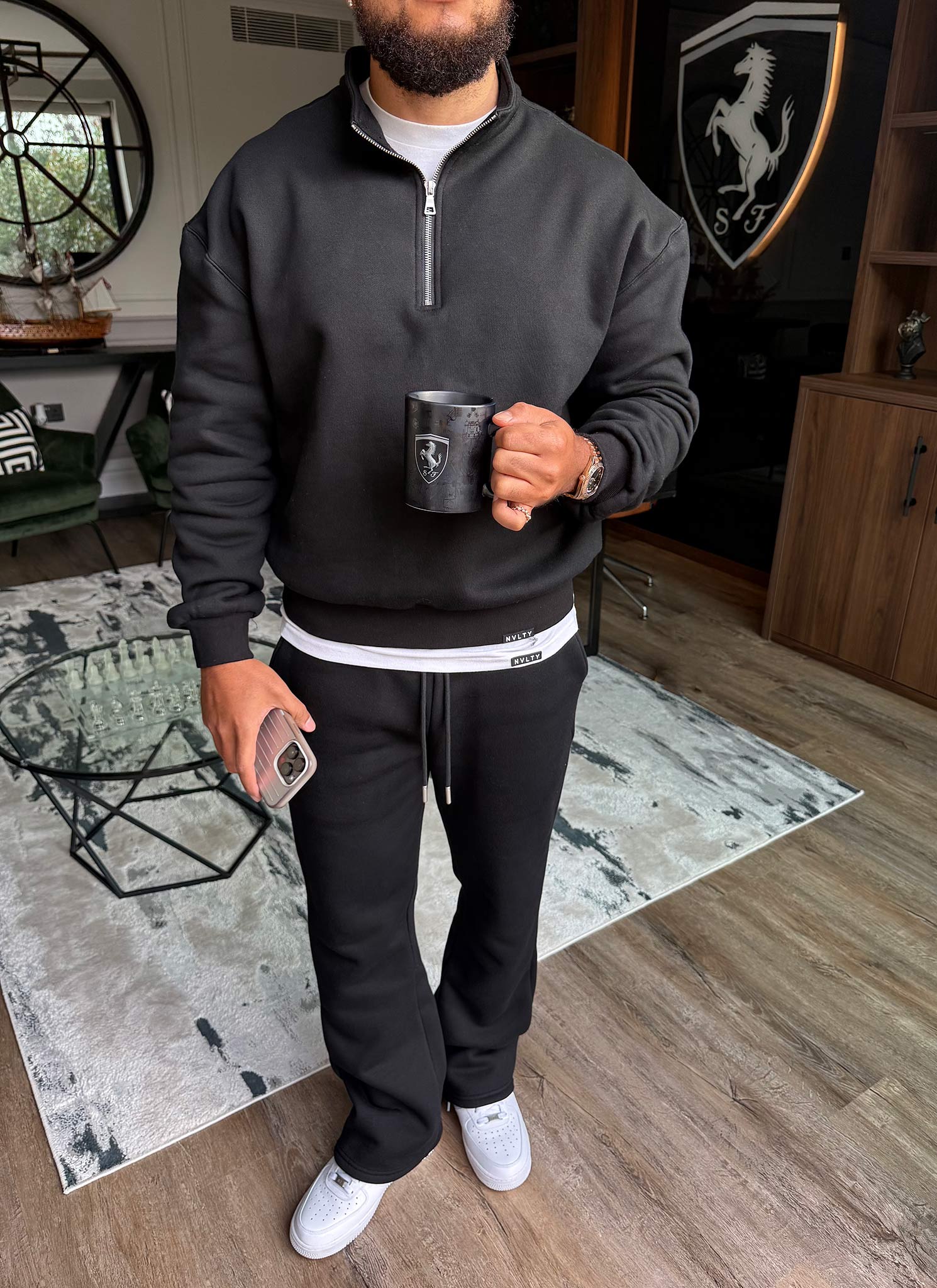 Heavyweight Luxe Flare Joggers - Black - Image 4