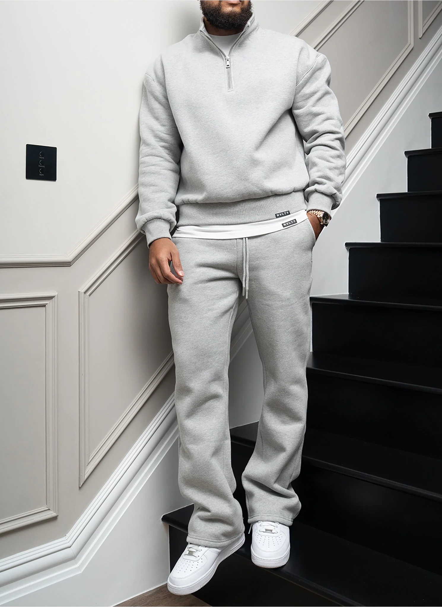 Heavyweight Luxe Flare Joggers - Grey - Image 2