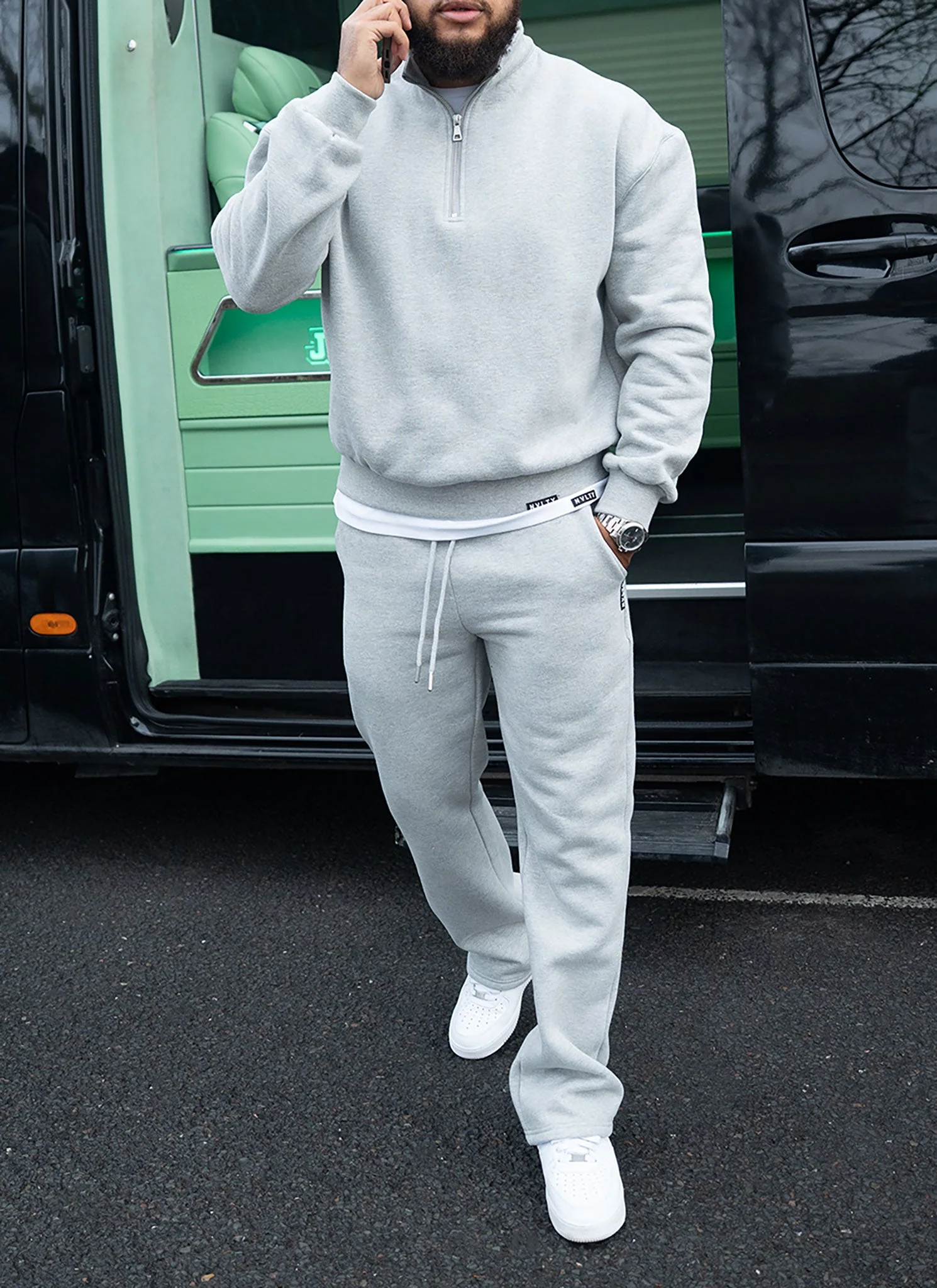Heavyweight Luxe Flare Joggers - Grey - Image 4
