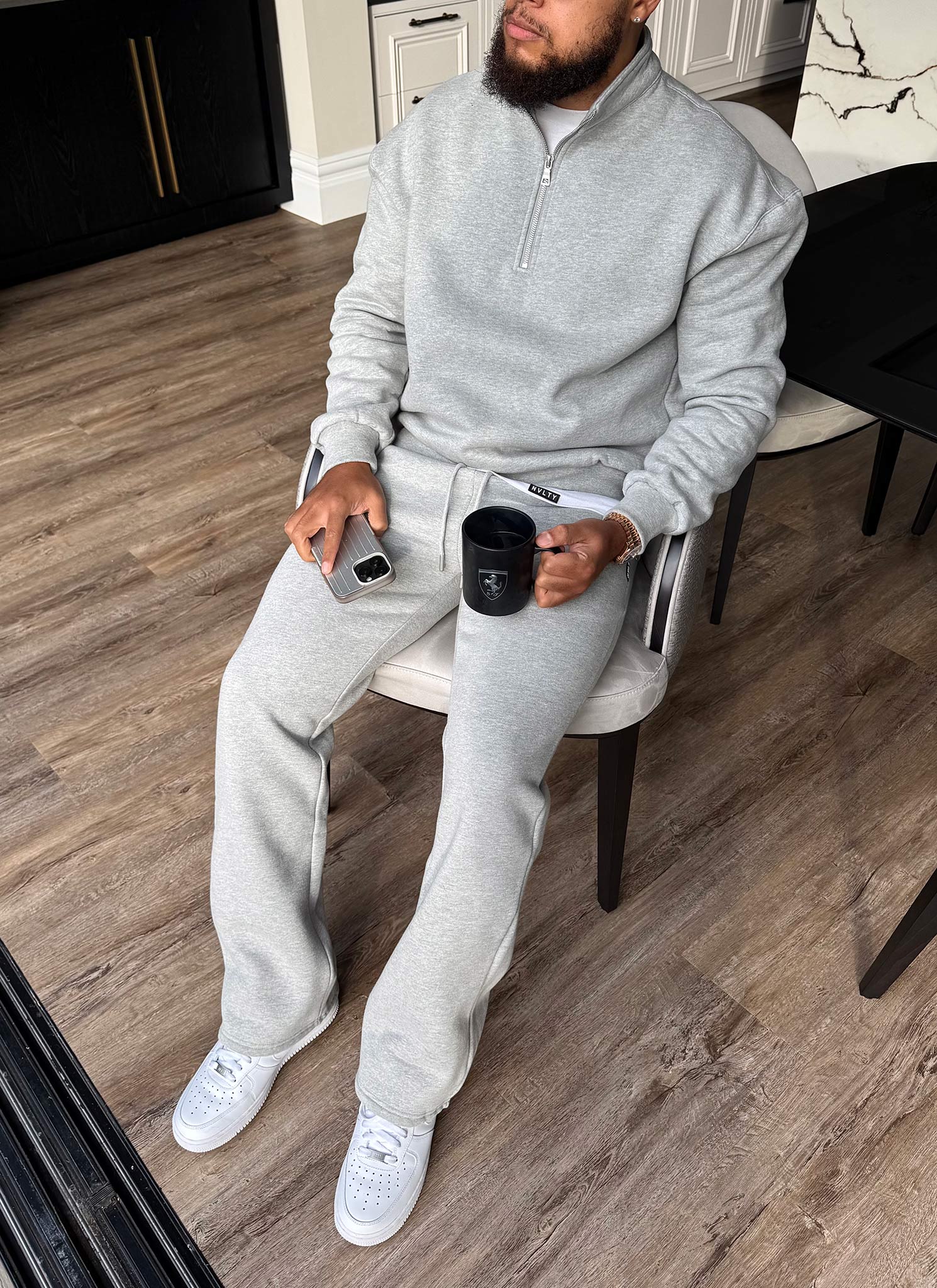 Heavyweight Luxe Flare Joggers - Grey - Image 5
