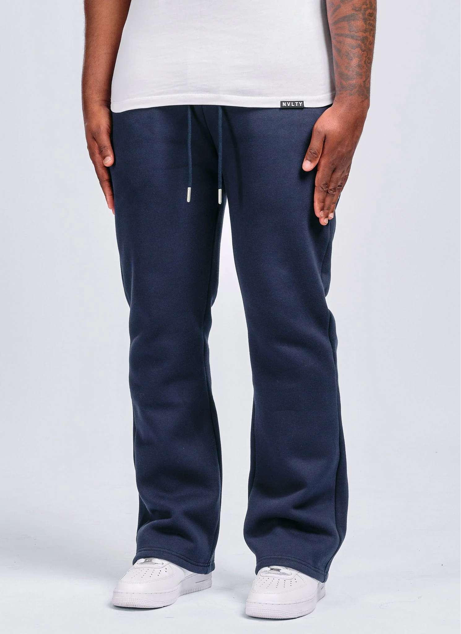 Heavyweight Luxe Flare Joggers - Navy - Image 3