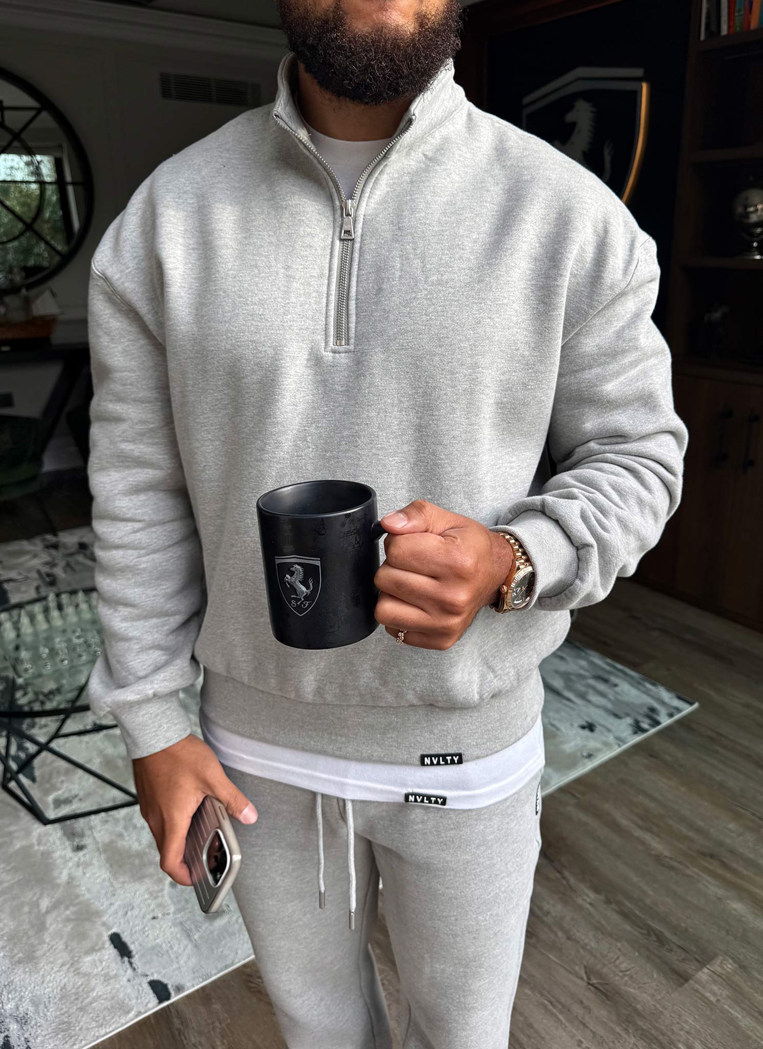 Heavyweight Luxe Quarter Zip - Grey - Image 14