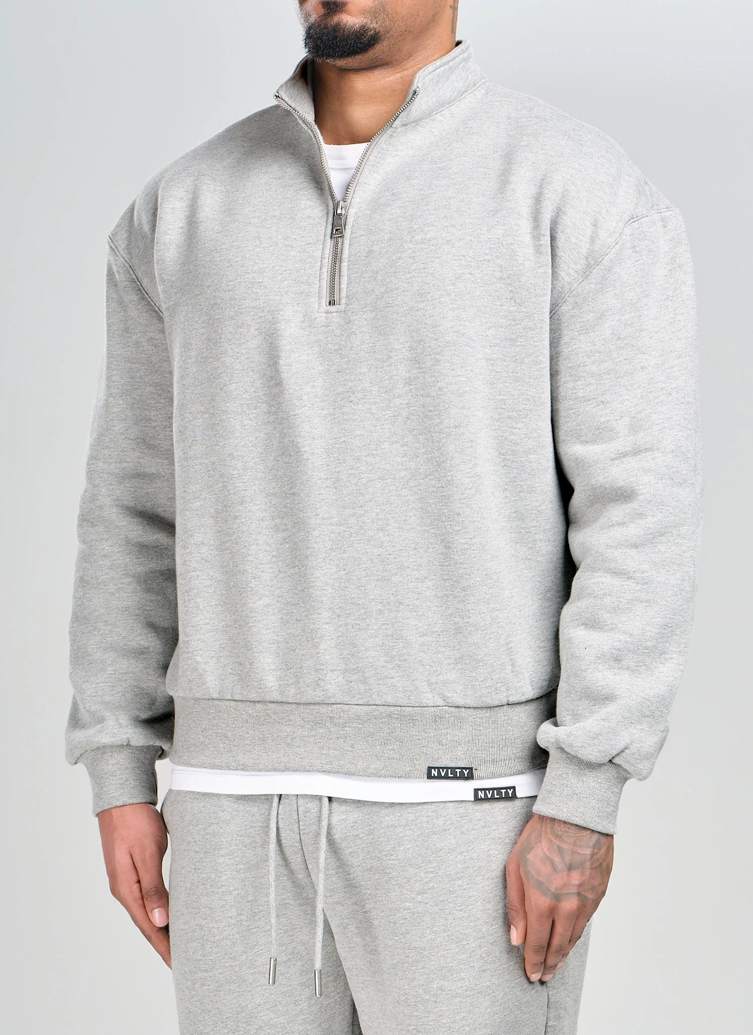 Heavyweight Luxe Quarter Zip - Grey - Image 5