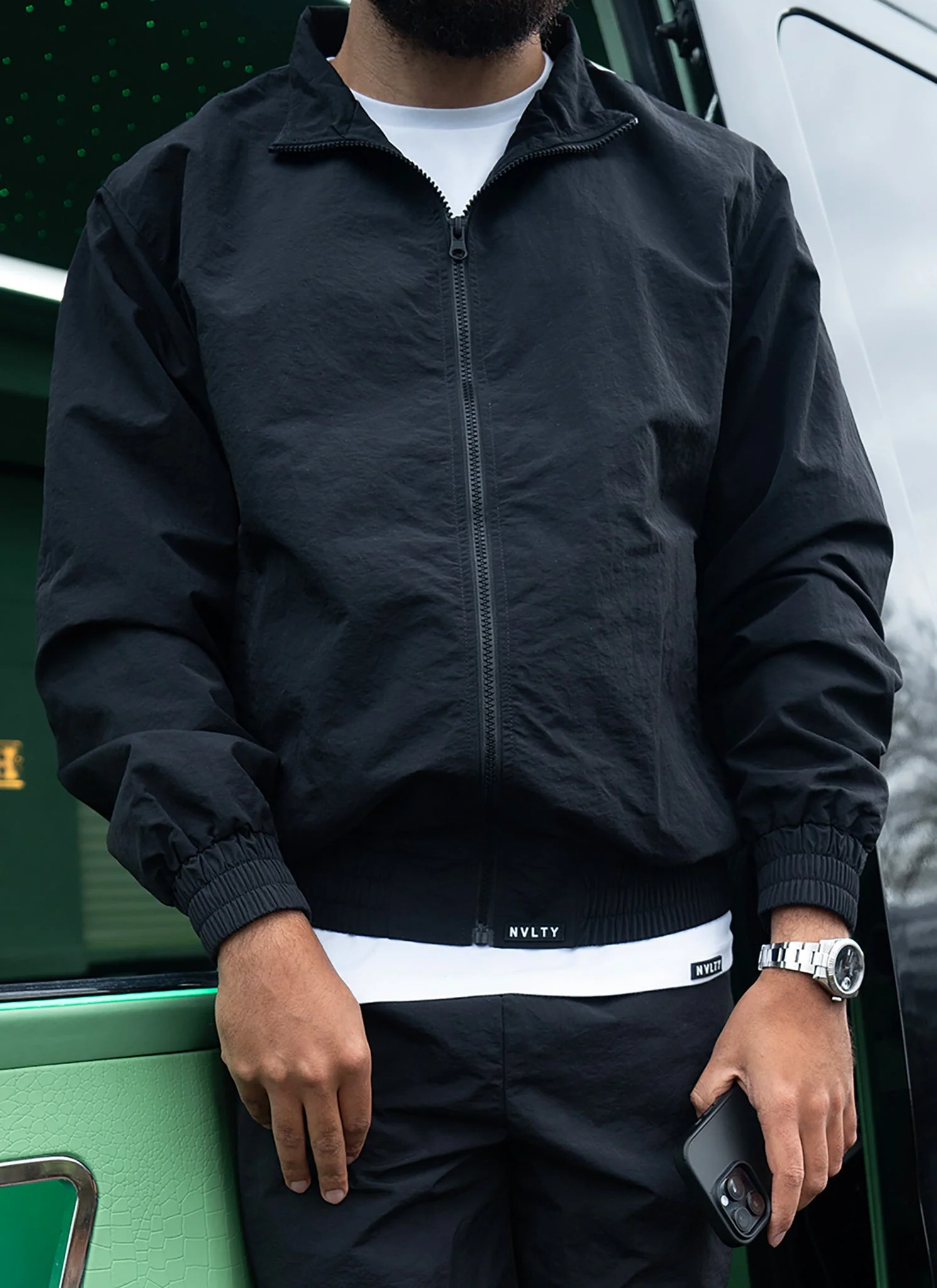 Heavyweight Shell Track Jacket - Black - Image 2