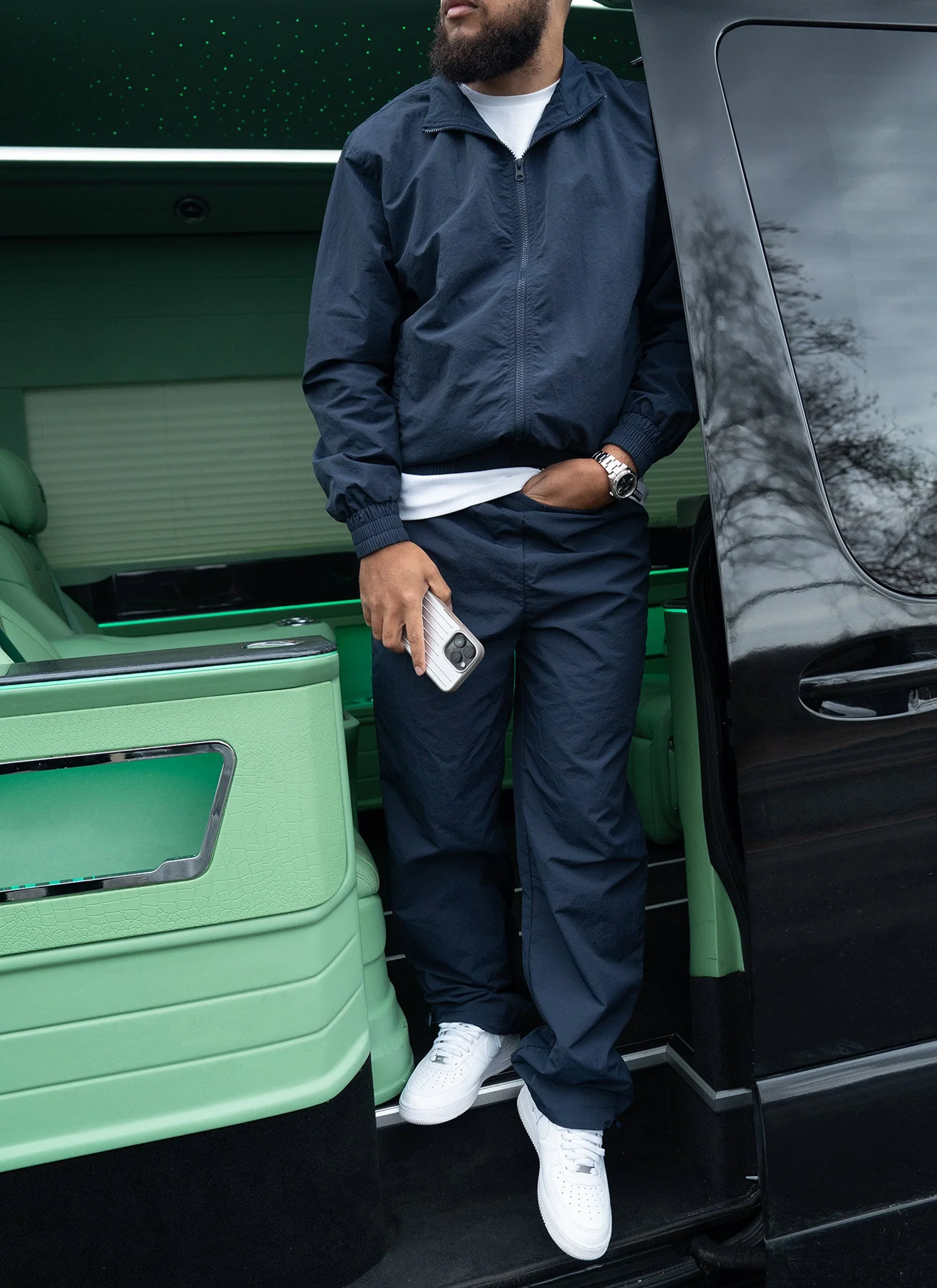 Heavyweight Shell Track Jacket - Navy - Image 4
