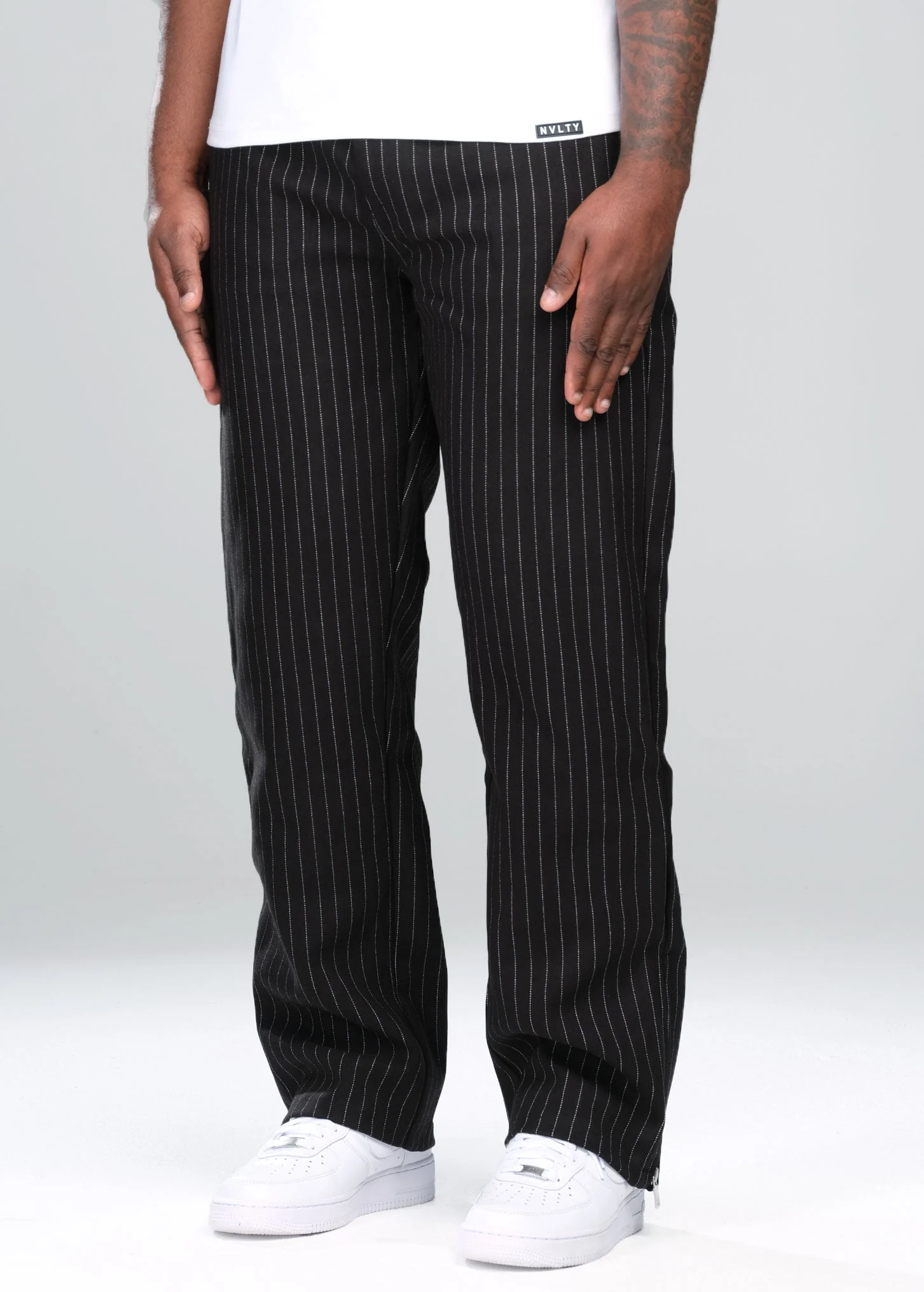 Heavyweight Pinstripe Pants - Black - Image 2