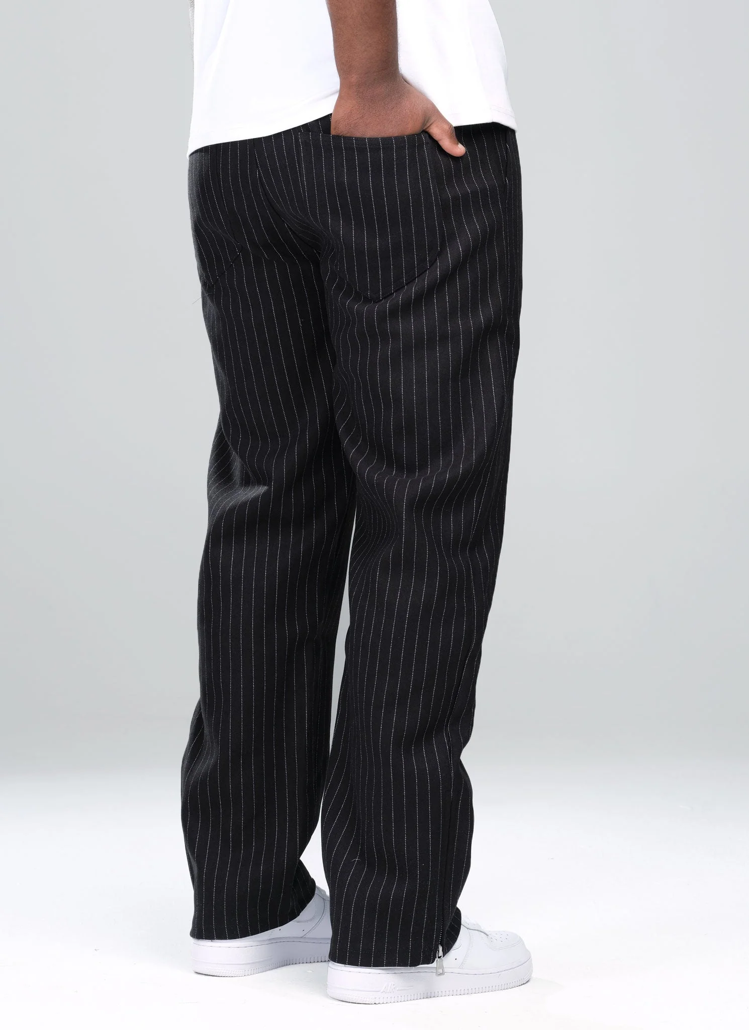 Heavyweight Pinstripe Pants - Black - Image 4