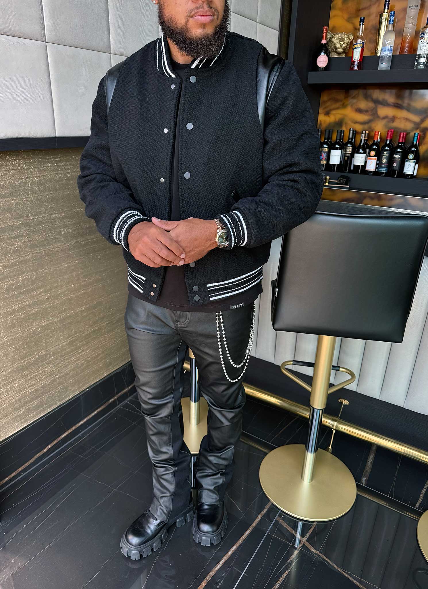 Heavyweight Wool Bomber Jacket - Black - Image 10