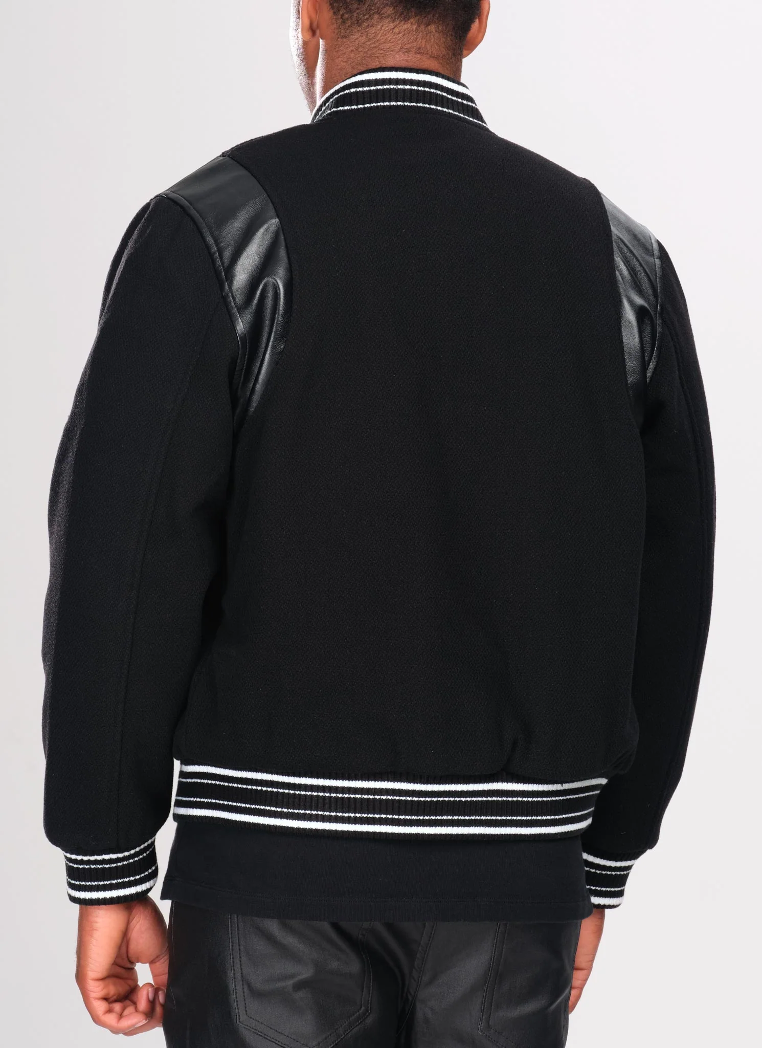 Heavyweight Wool Bomber Jacket - Black - Image 4