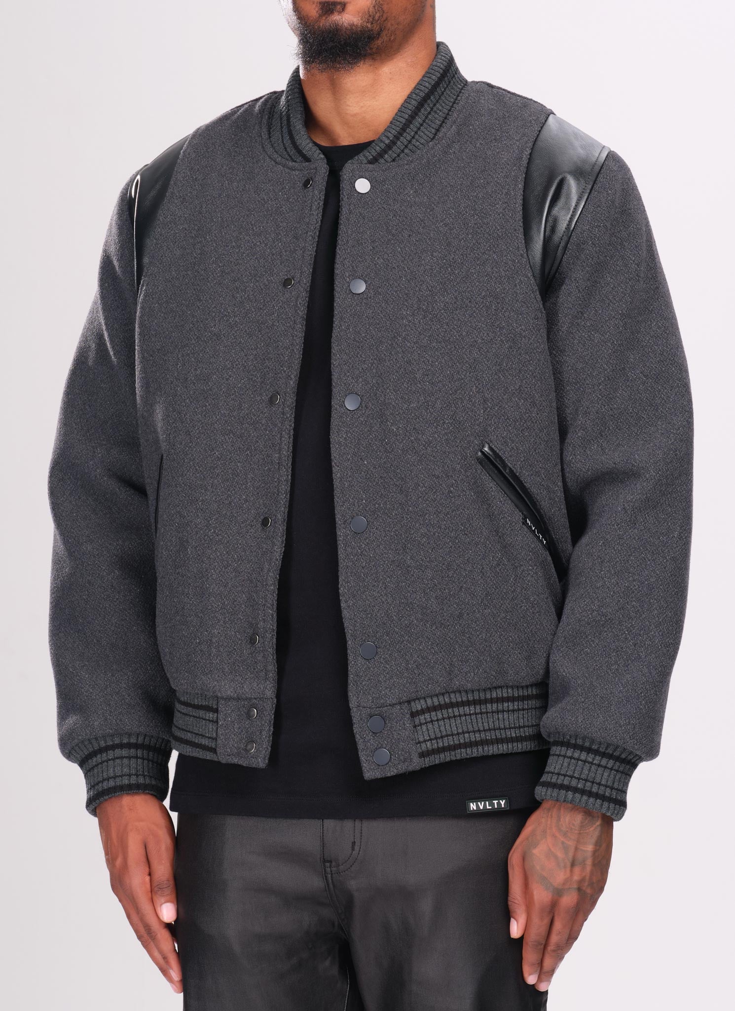 Heavyweight Wool Bomber Jacket - Grey - Image 2