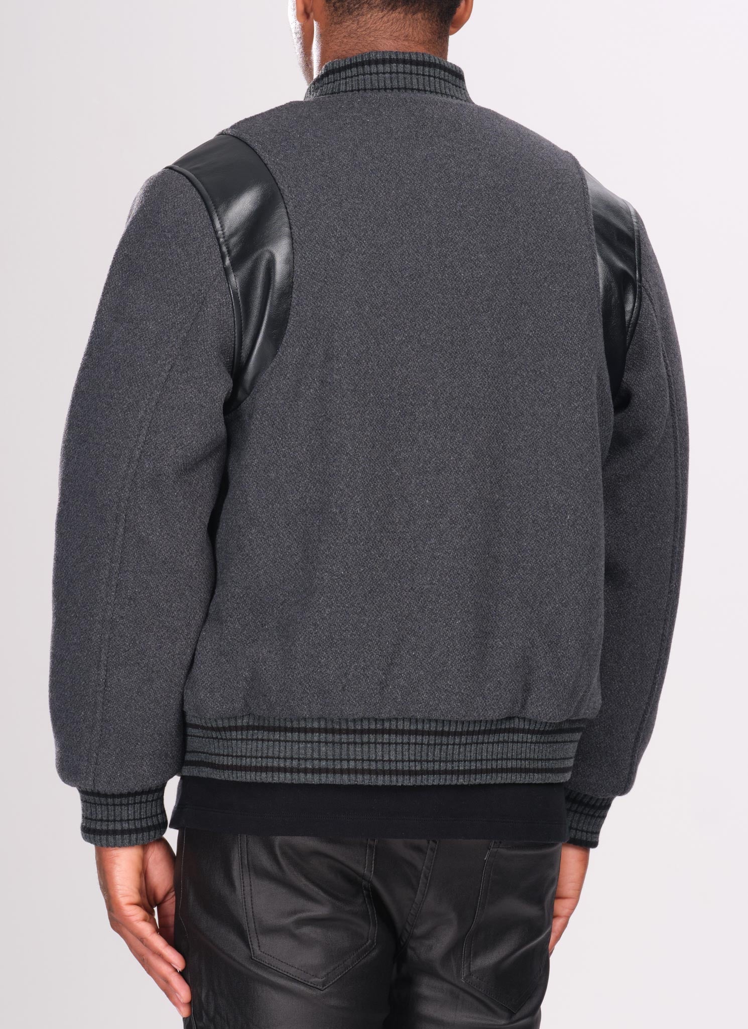 Heavyweight Wool Bomber Jacket - Grey - Image 4