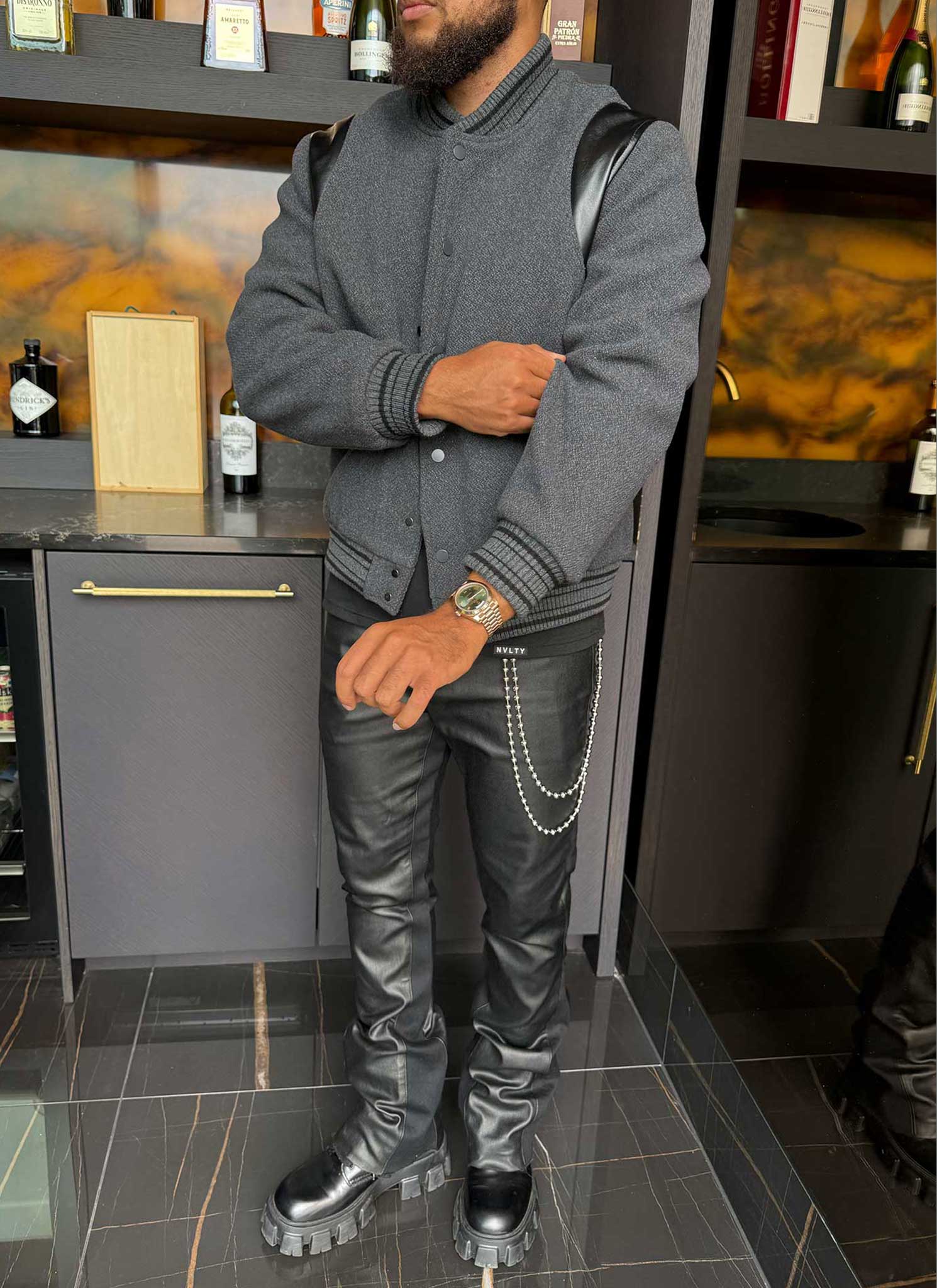Heavyweight Wool Bomber Jacket - Grey - Image 5