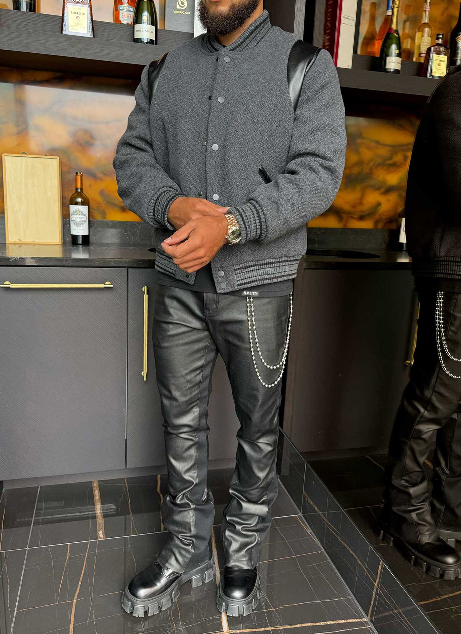 Heavyweight Wool Bomber Jacket - Grey - Image 7