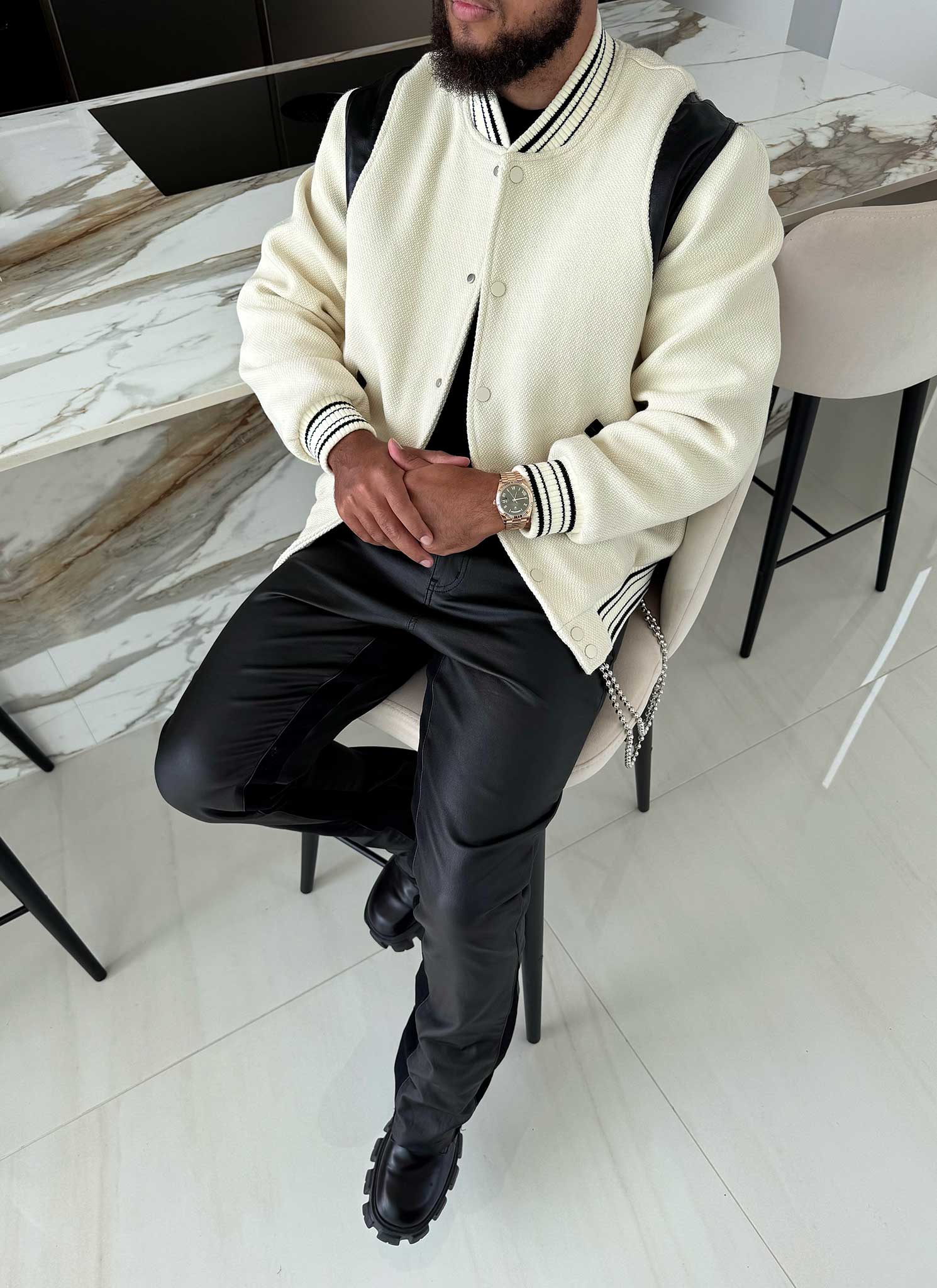 Heavyweight Wool Bomber Jacket - Ivory - Image 10