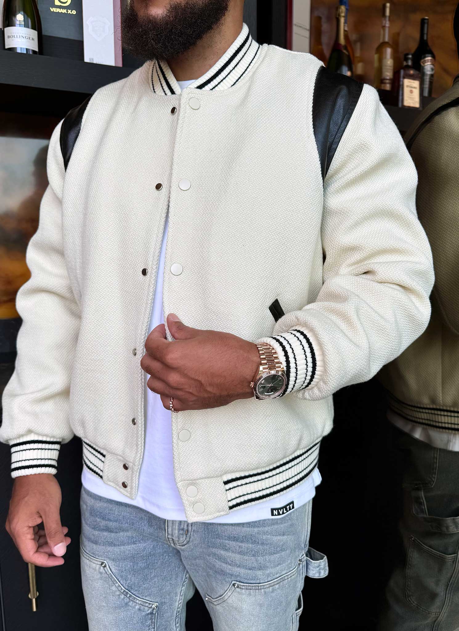 Heavyweight Wool Bomber Jacket - Ivory - Image 6