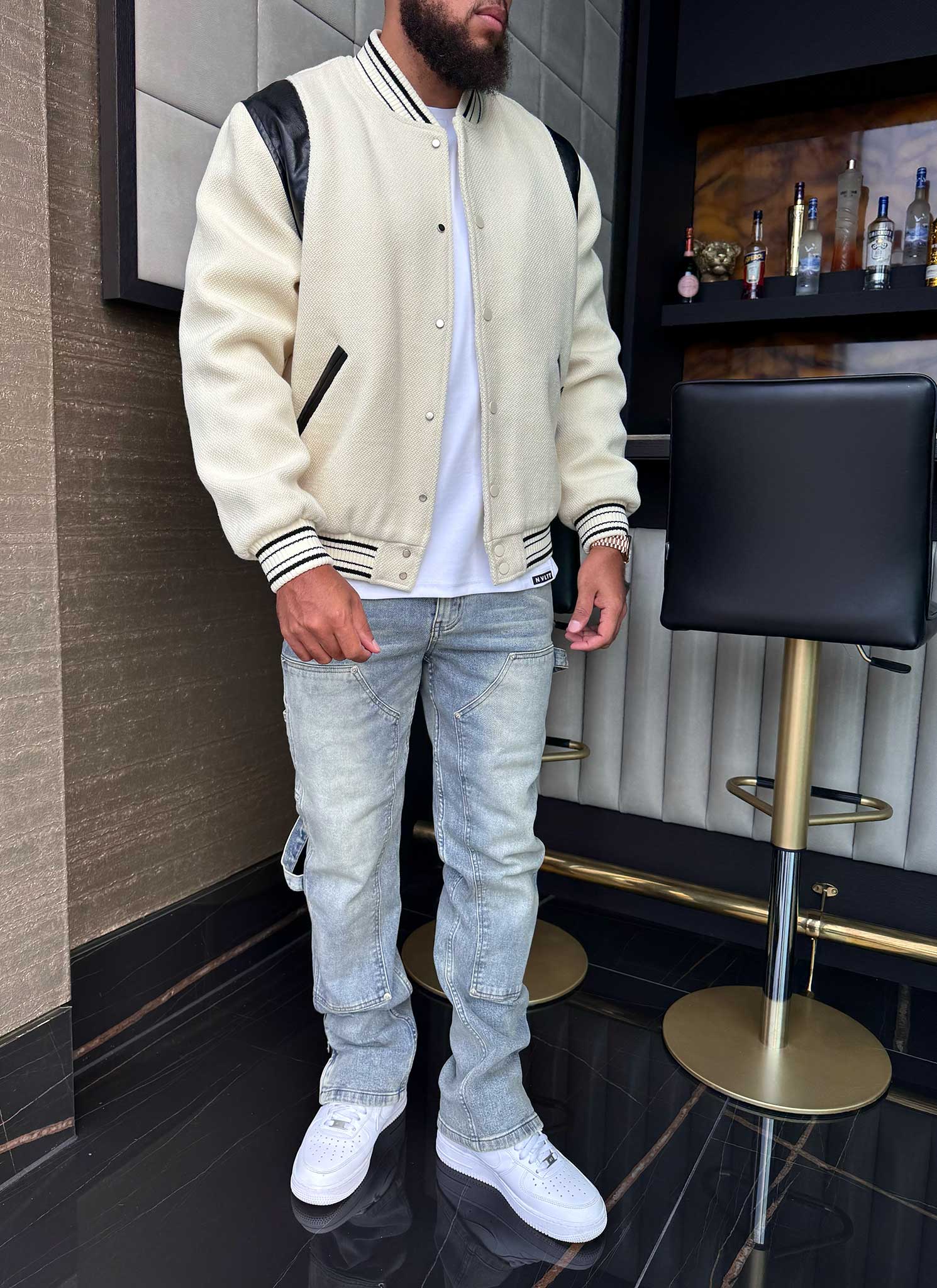 Heavyweight Wool Bomber Jacket - Ivory - Image 7