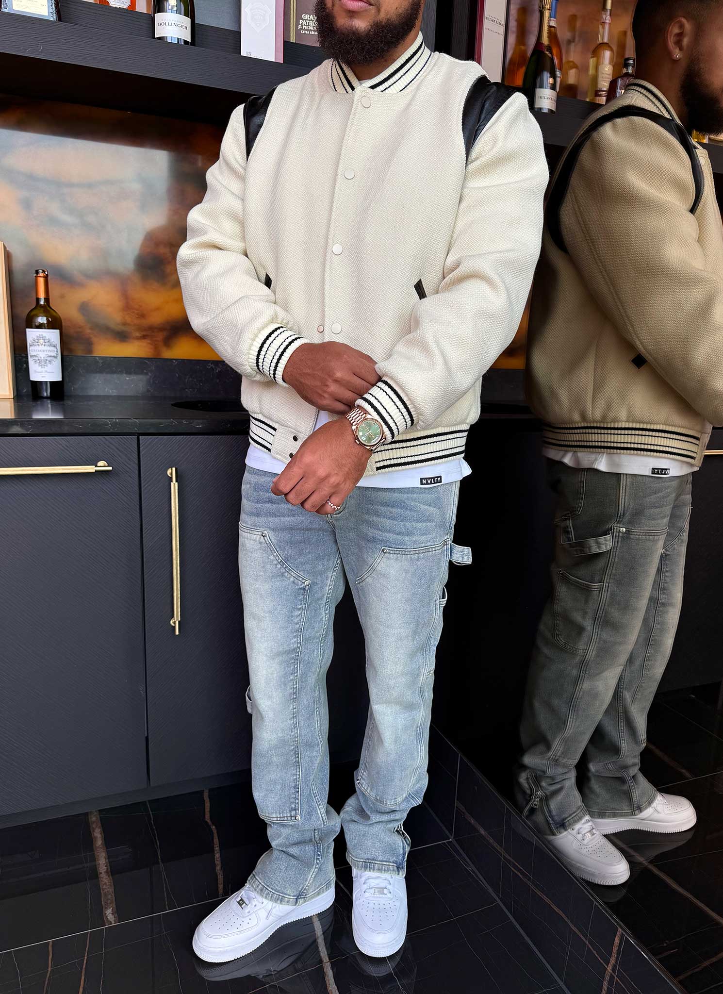 Heavyweight Wool Bomber Jacket - Ivory - Image 9