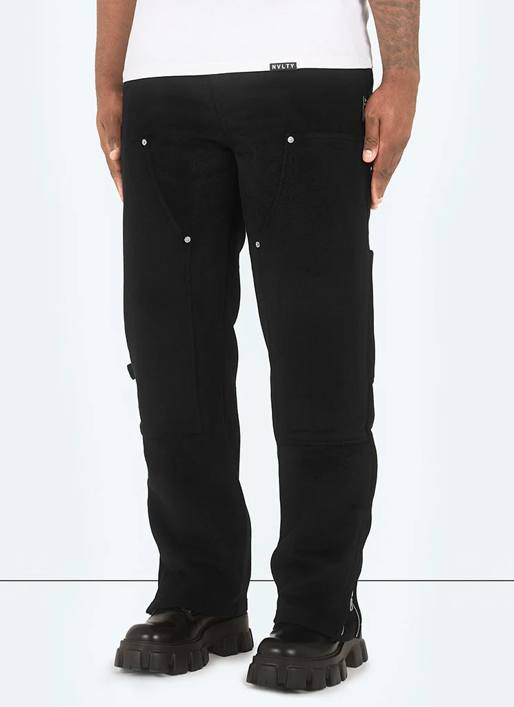 Heavyweight Wool Carpenter Rivet Pants - Black - Image 6
