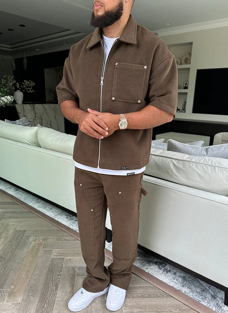 Heavyweight Wool Carpenter Rivet Pants - Brown - Image 5