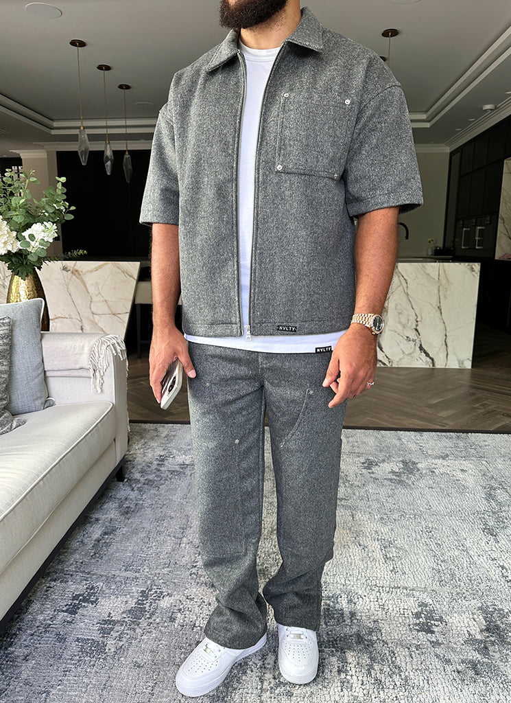Heavyweight Wool Carpenter Rivet Pants - Grey - Image 3