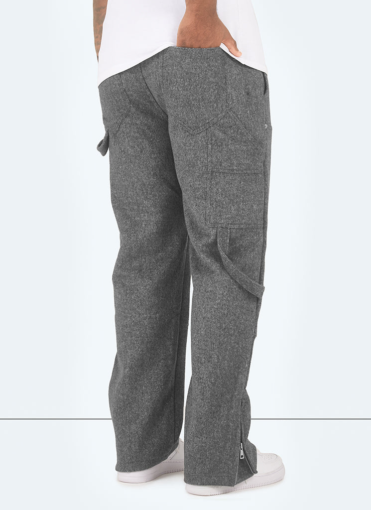 Heavyweight Wool Carpenter Rivet Pants - Grey - Image 4