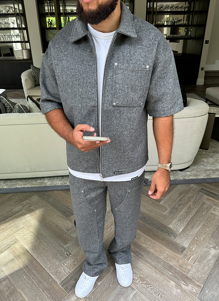 Heavyweight Wool Carpenter Rivet Pants - Grey - Image 6