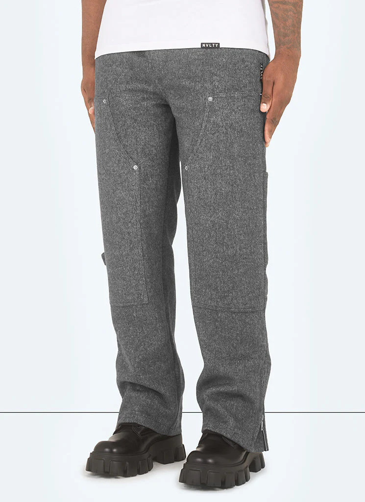 Heavyweight Wool Carpenter Rivet Pants - Grey - Image 7